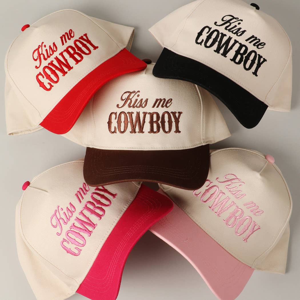 Kiss Me Cowboy Embroidery Two-Tone Cap
