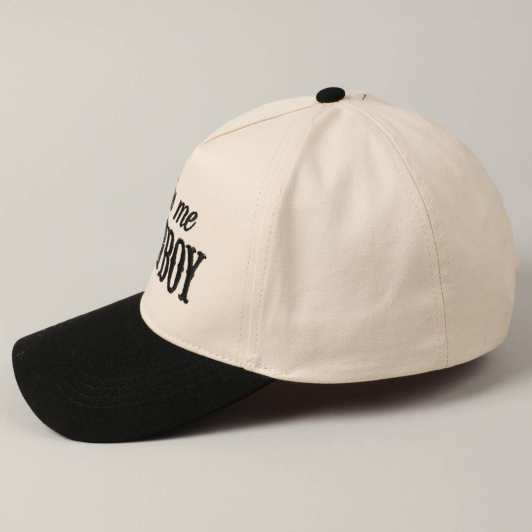 Kiss Me Cowboy Embroidery Two-Tone Cap