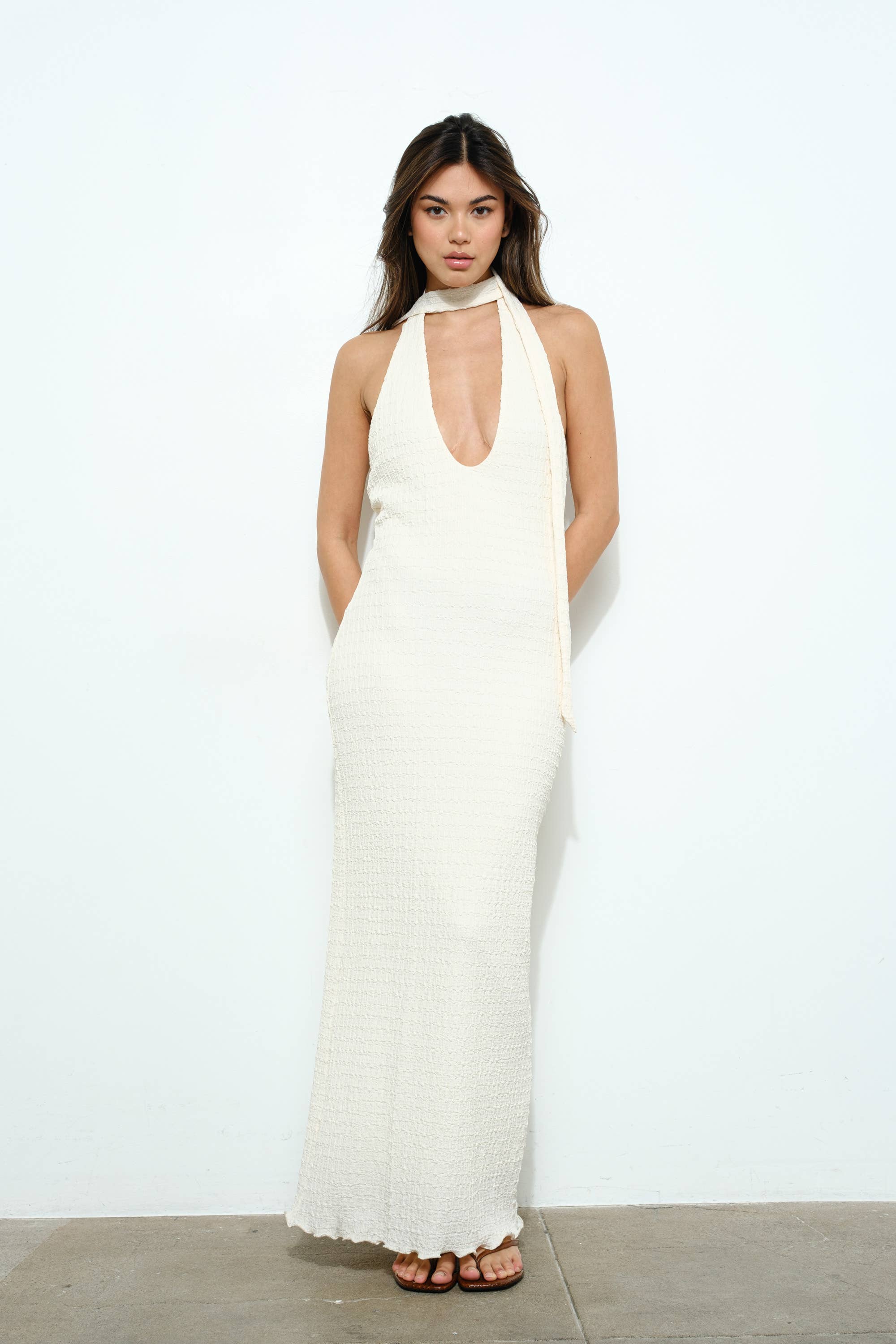 Akira TEXTURED KNIT MAXI DRESS