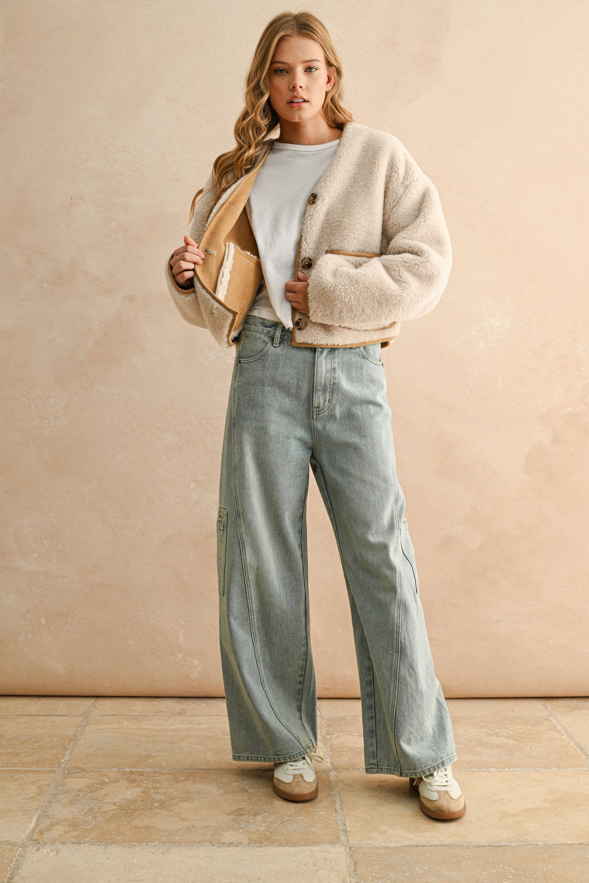 SHERPA AND SUEDE REVERSIBLE JAKCET