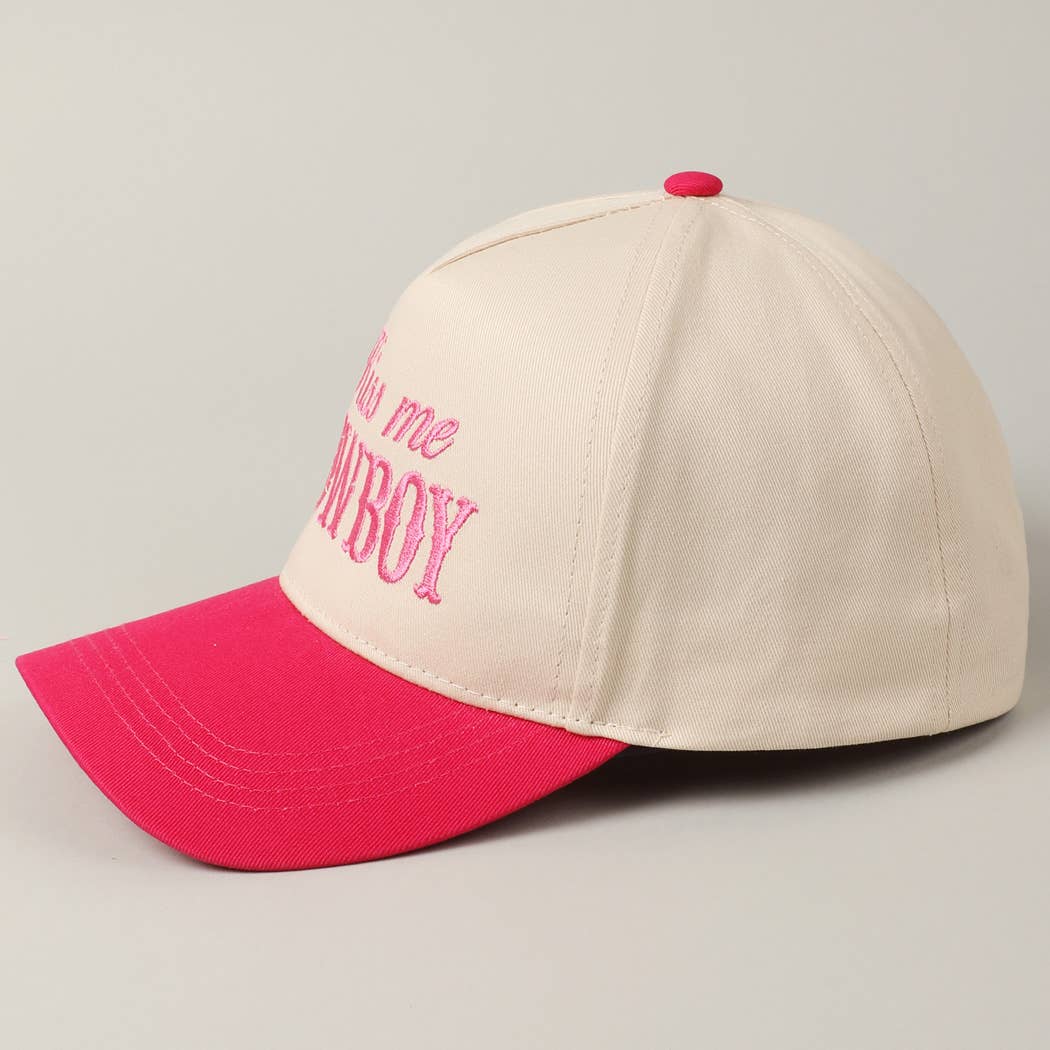 Kiss Me Cowboy Embroidery Two-Tone Cap