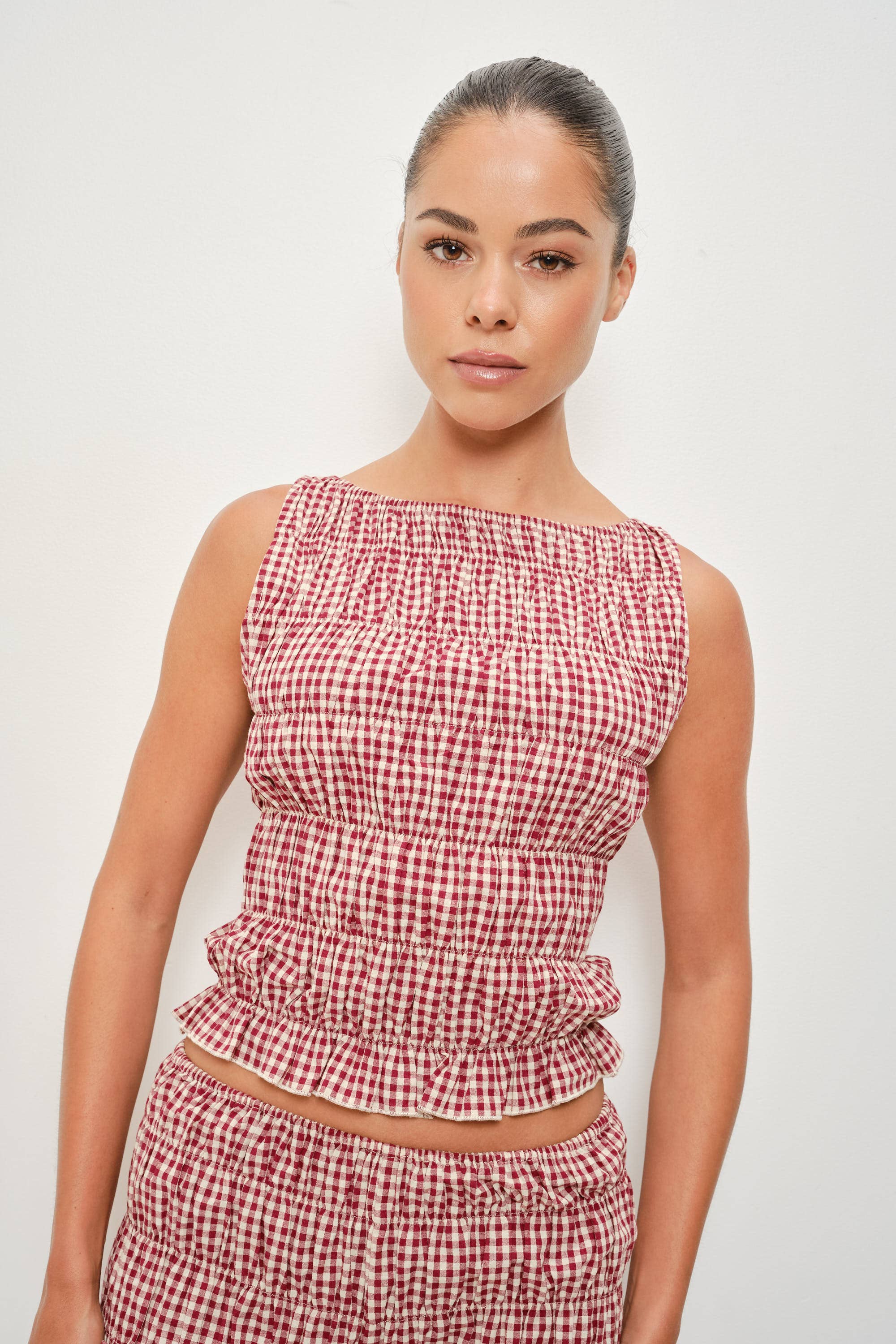 LLOYD SMOCKED GINGHAM TANK