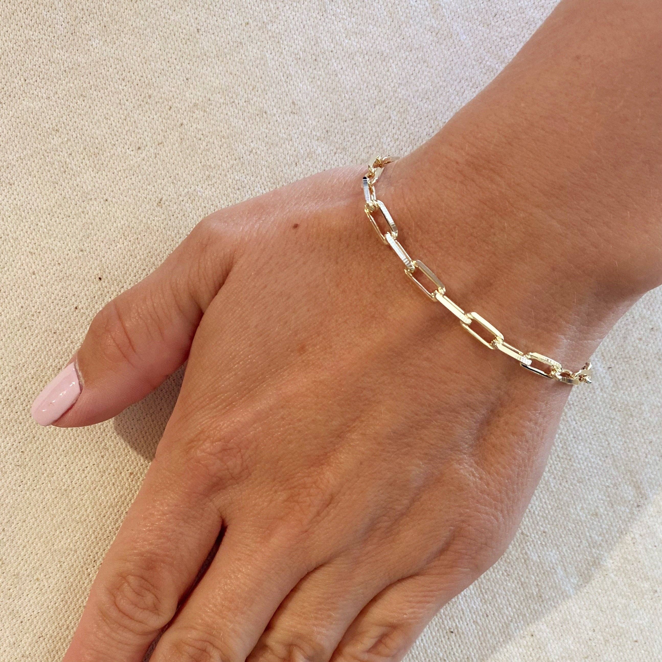 18k Gold Filled Paperclip Link Bracelet