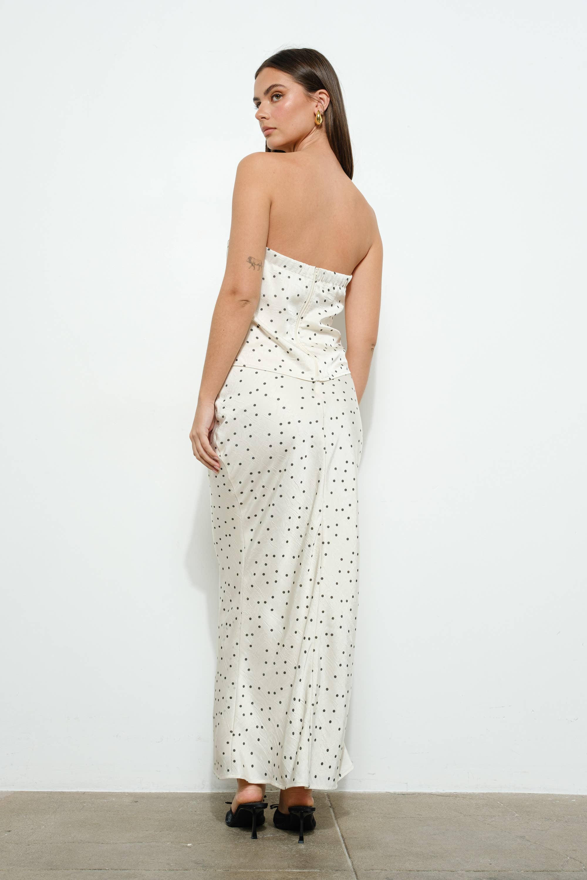 Cailin POLKADOT PRINT STRAPLESS TOP