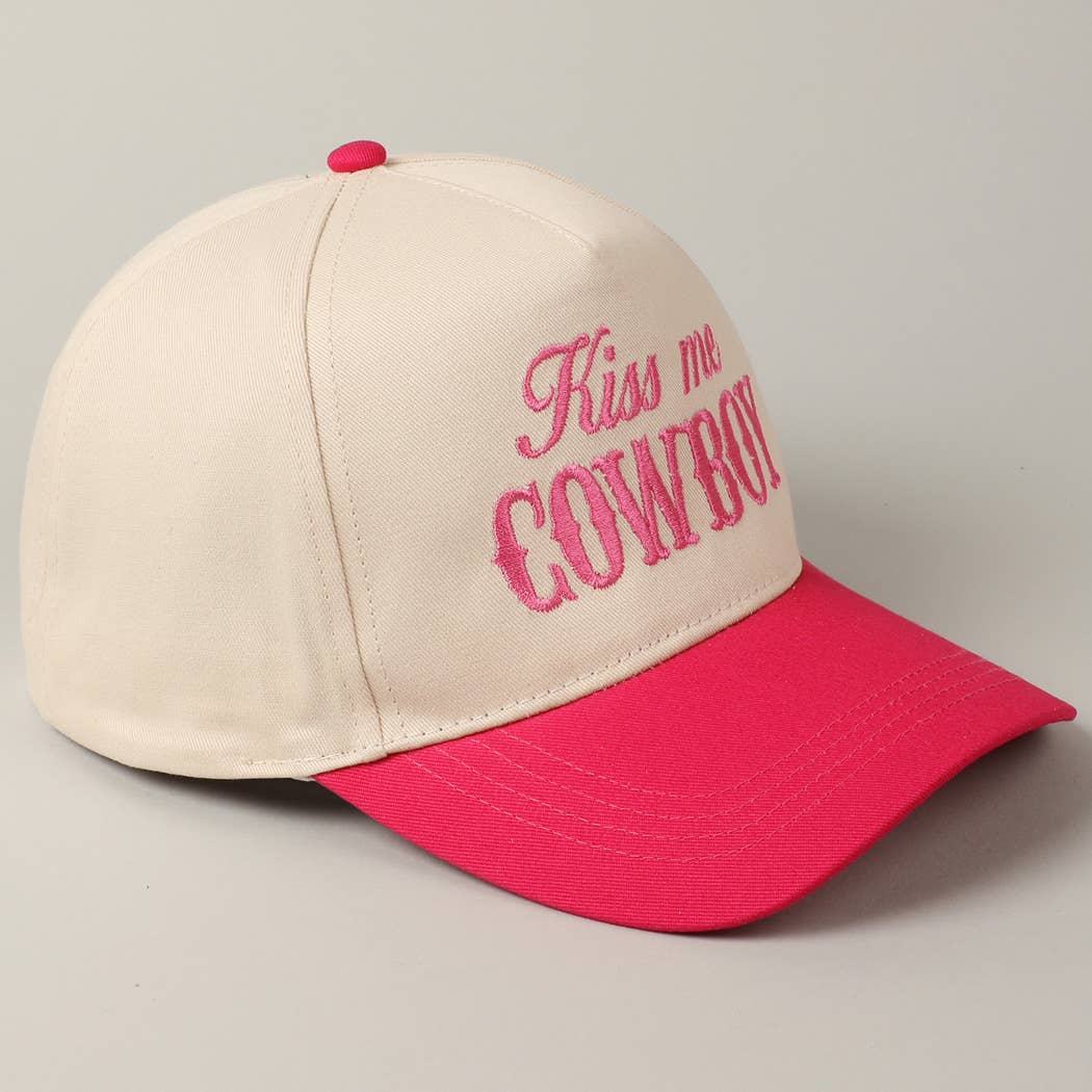 Kiss Me Cowboy Embroidery Two-Tone Cap