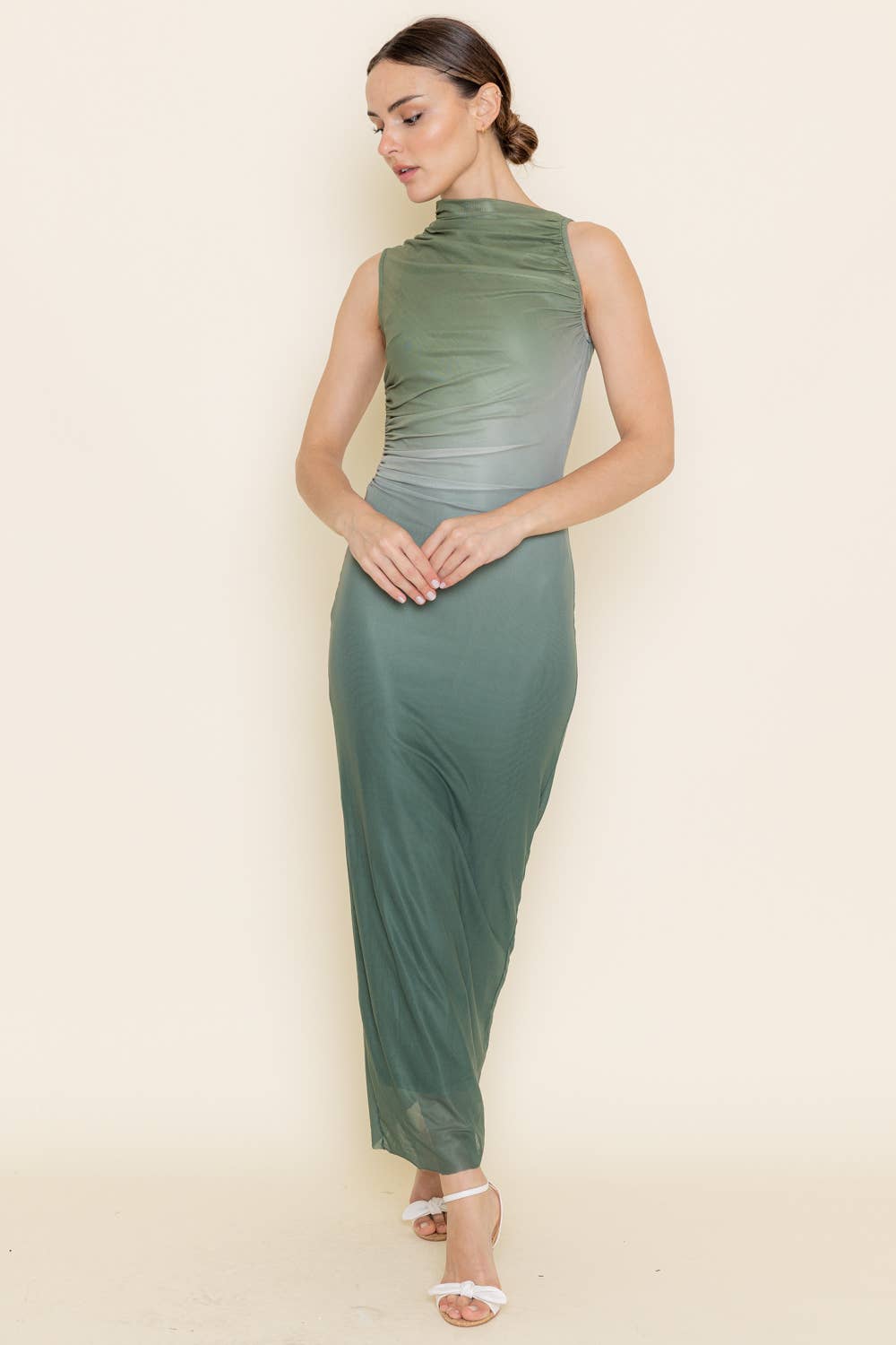 CHIC MESH MODERN OMBRE SLEEVELESS LONG DRESS-DI9072FO