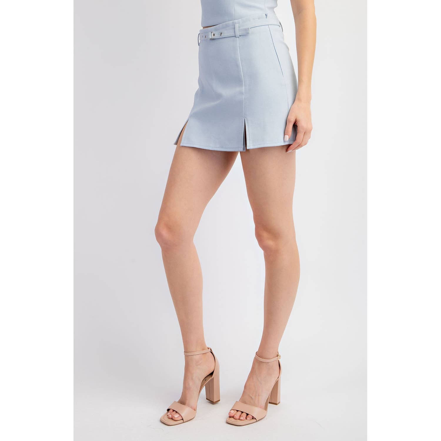 Charlotte BELTED WOVEN SKORTS WITH FRONT SLITS