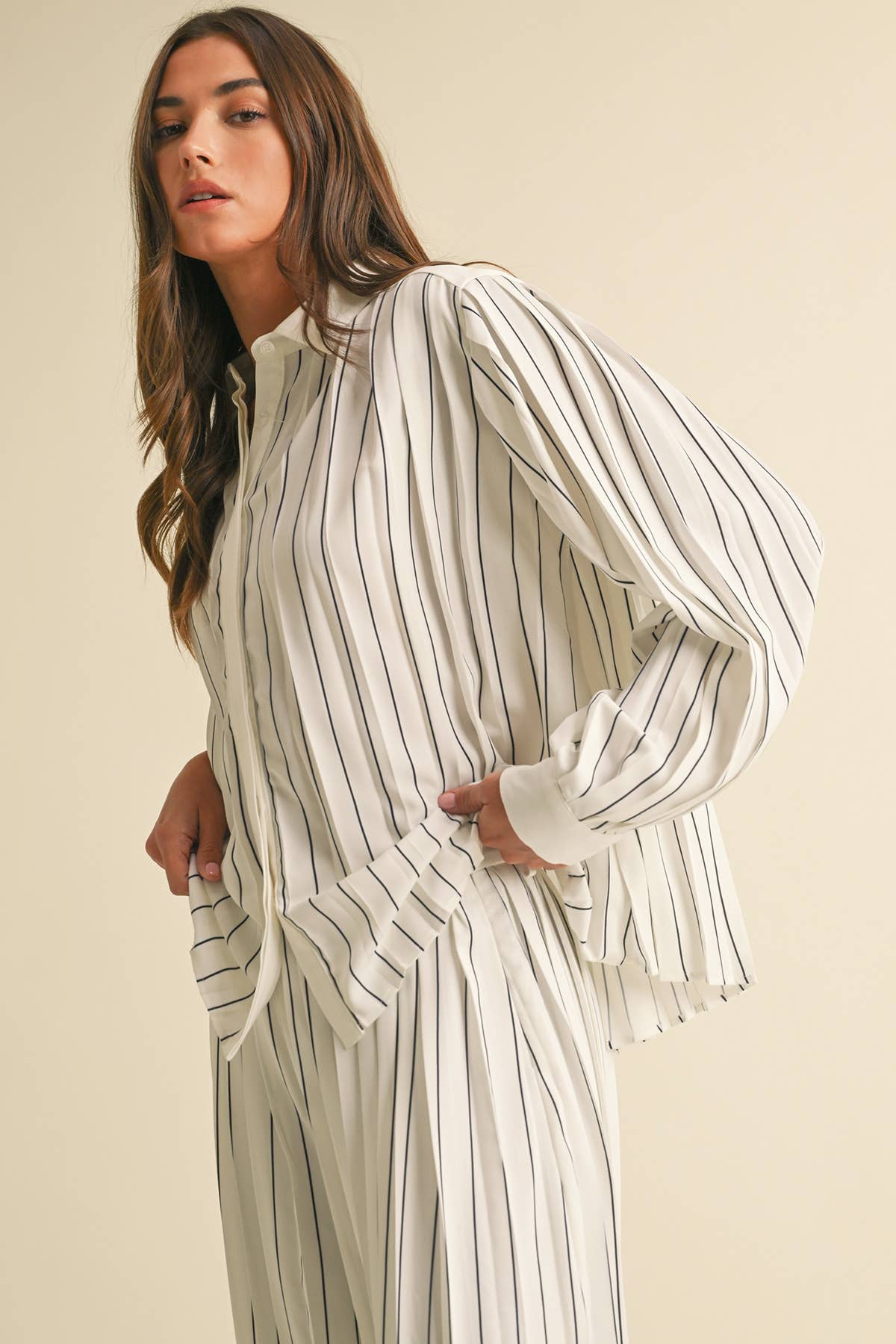 Imara Pleated Stripe Shirt