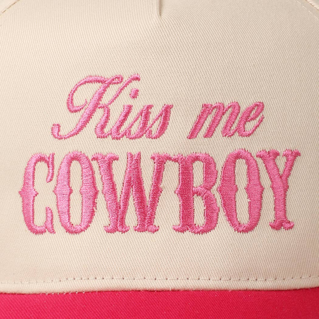 Kiss Me Cowboy Embroidery Two-Tone Cap