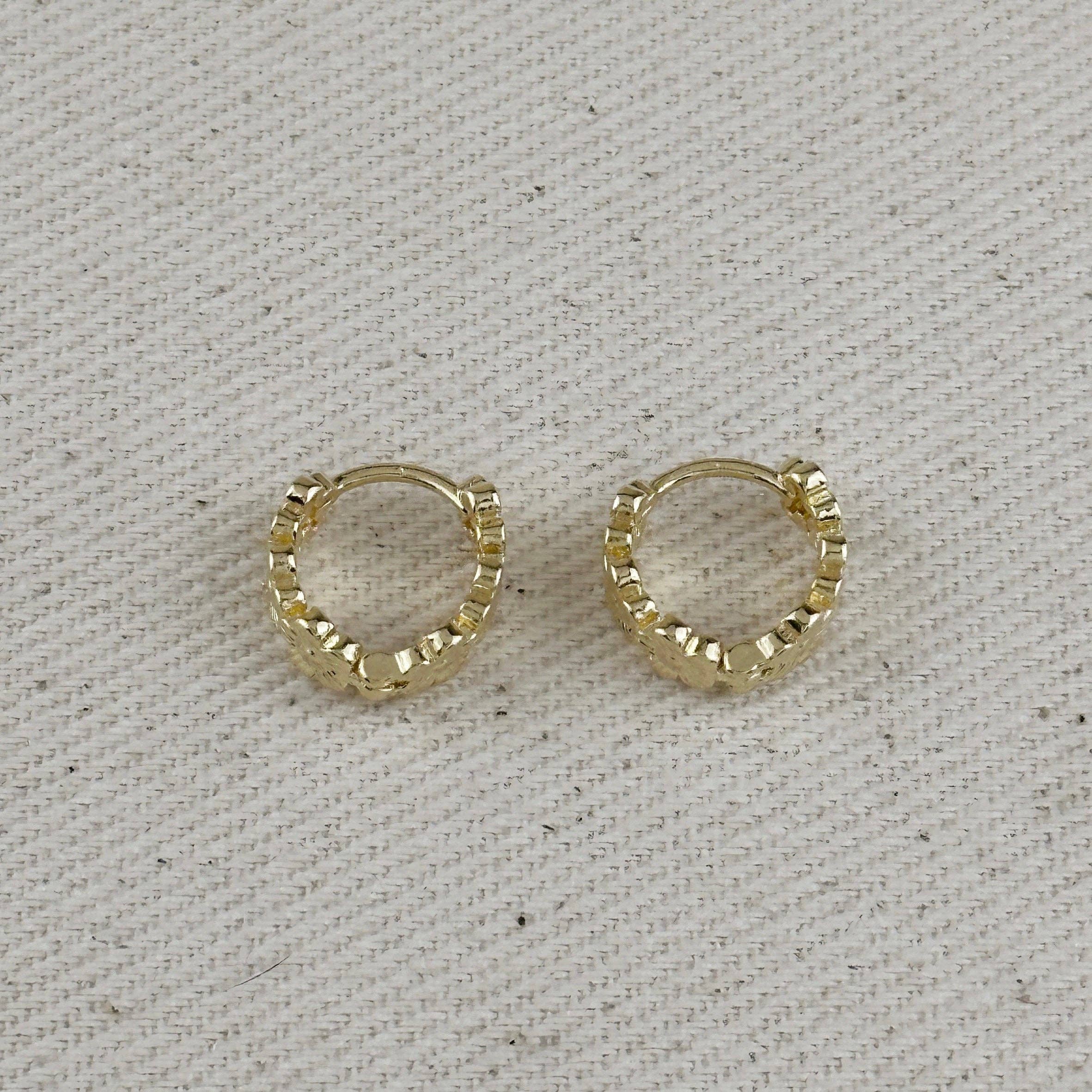 18k Gold Filled Flower Huggies Hoop Earrings