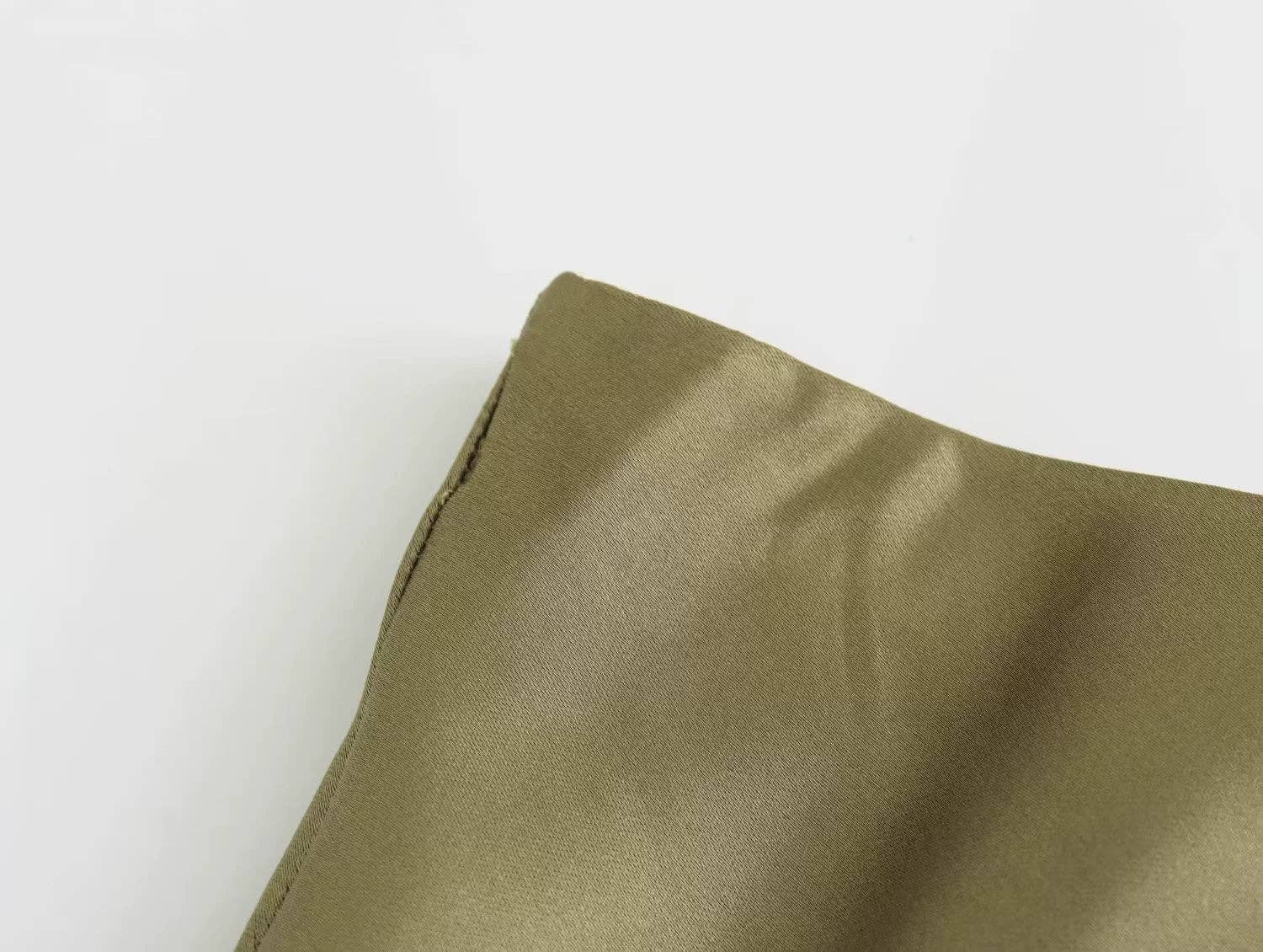 Auli Solid Color Satin Midi Skirt