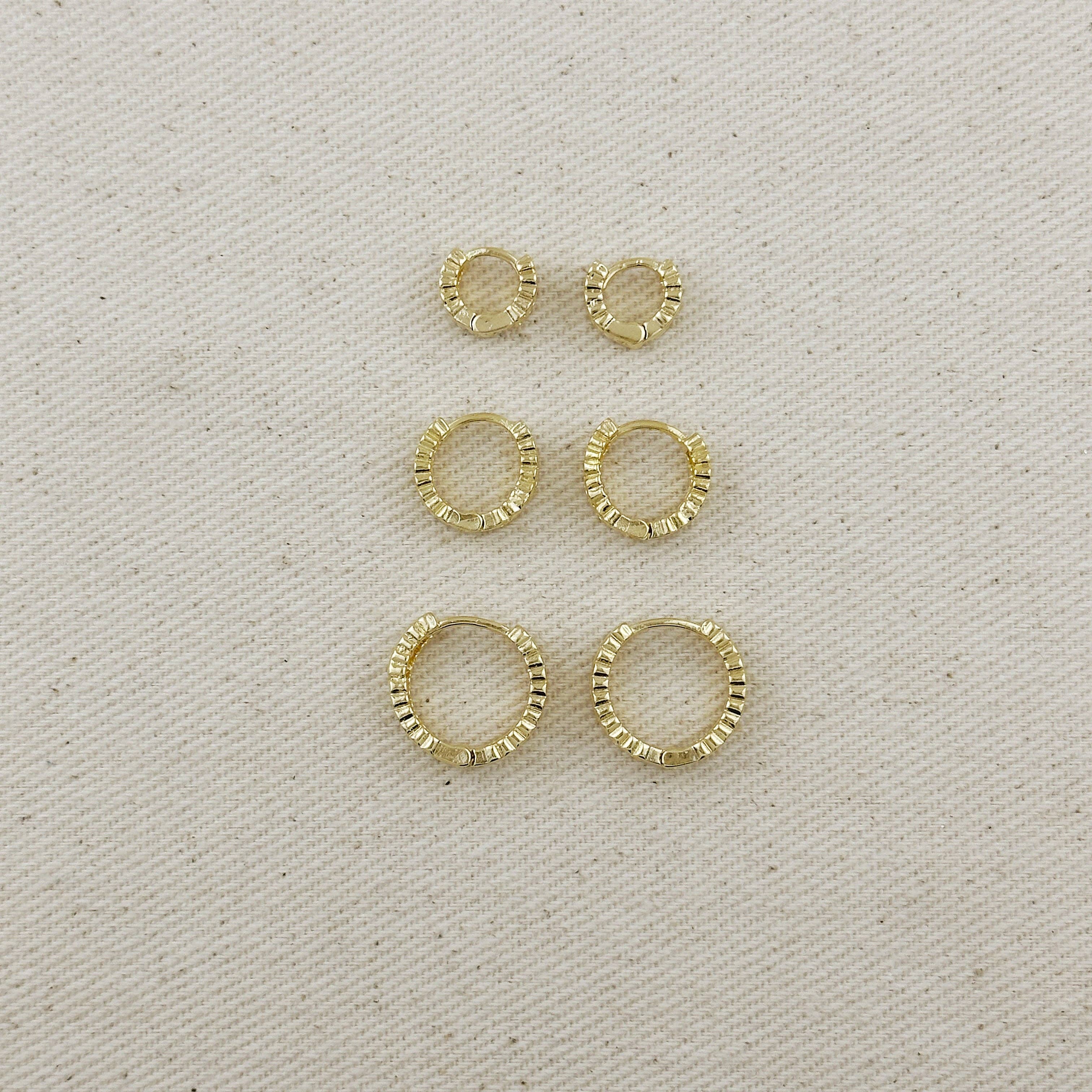 18k Gold Filled Double Hearts Huggies Hoop Earrings
