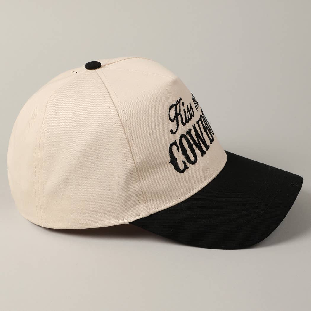 Kiss Me Cowboy Embroidery Two-Tone Cap