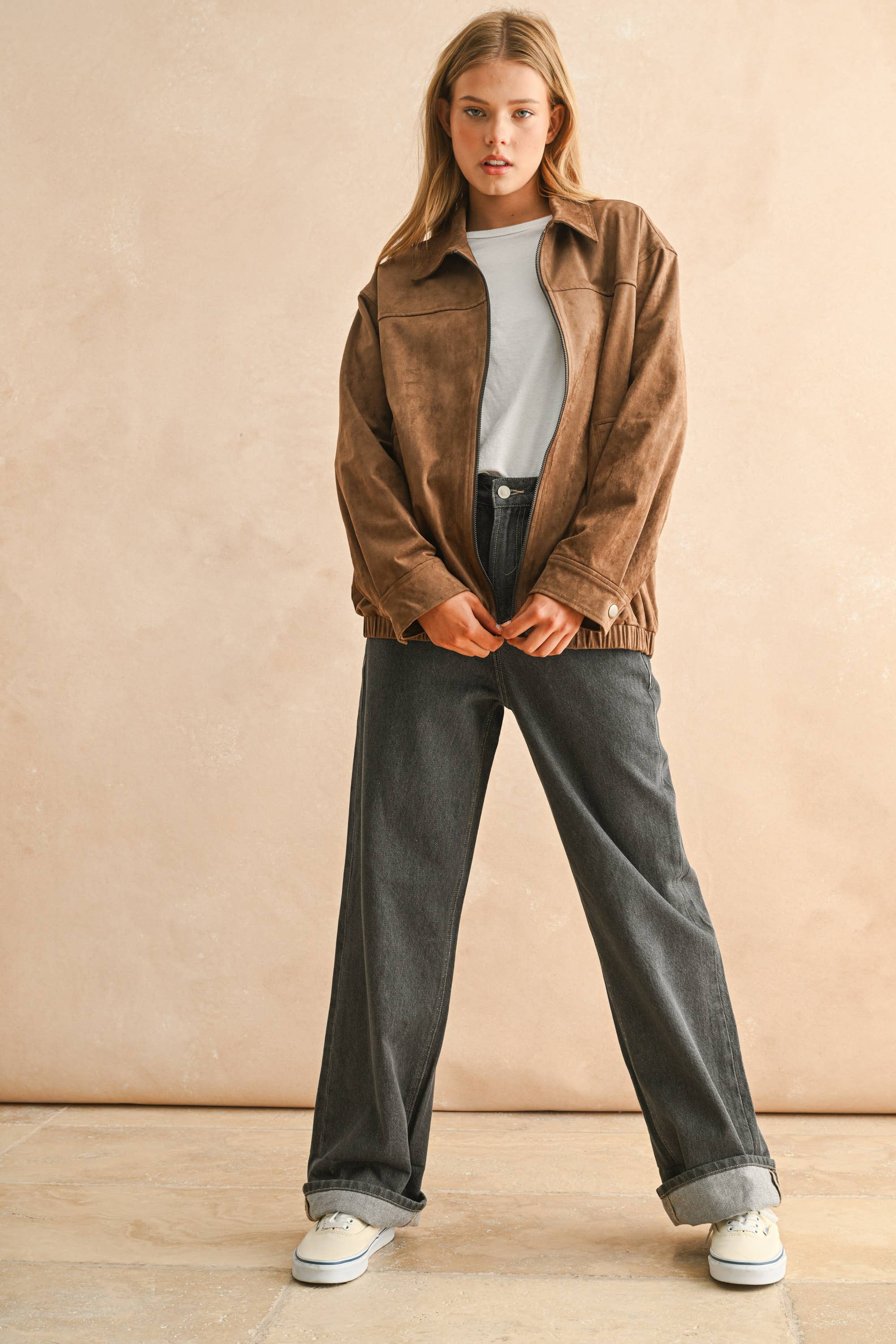 Billie SUEDE OVERSIZED BOMBER JAKCET