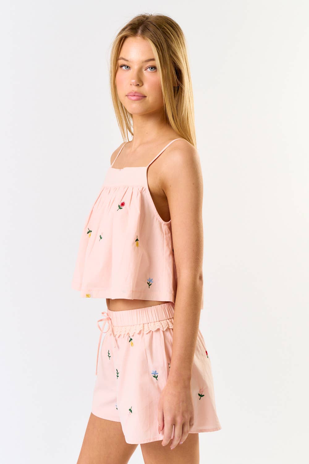 FLORAL EMBROIDERY CAMI TOP
