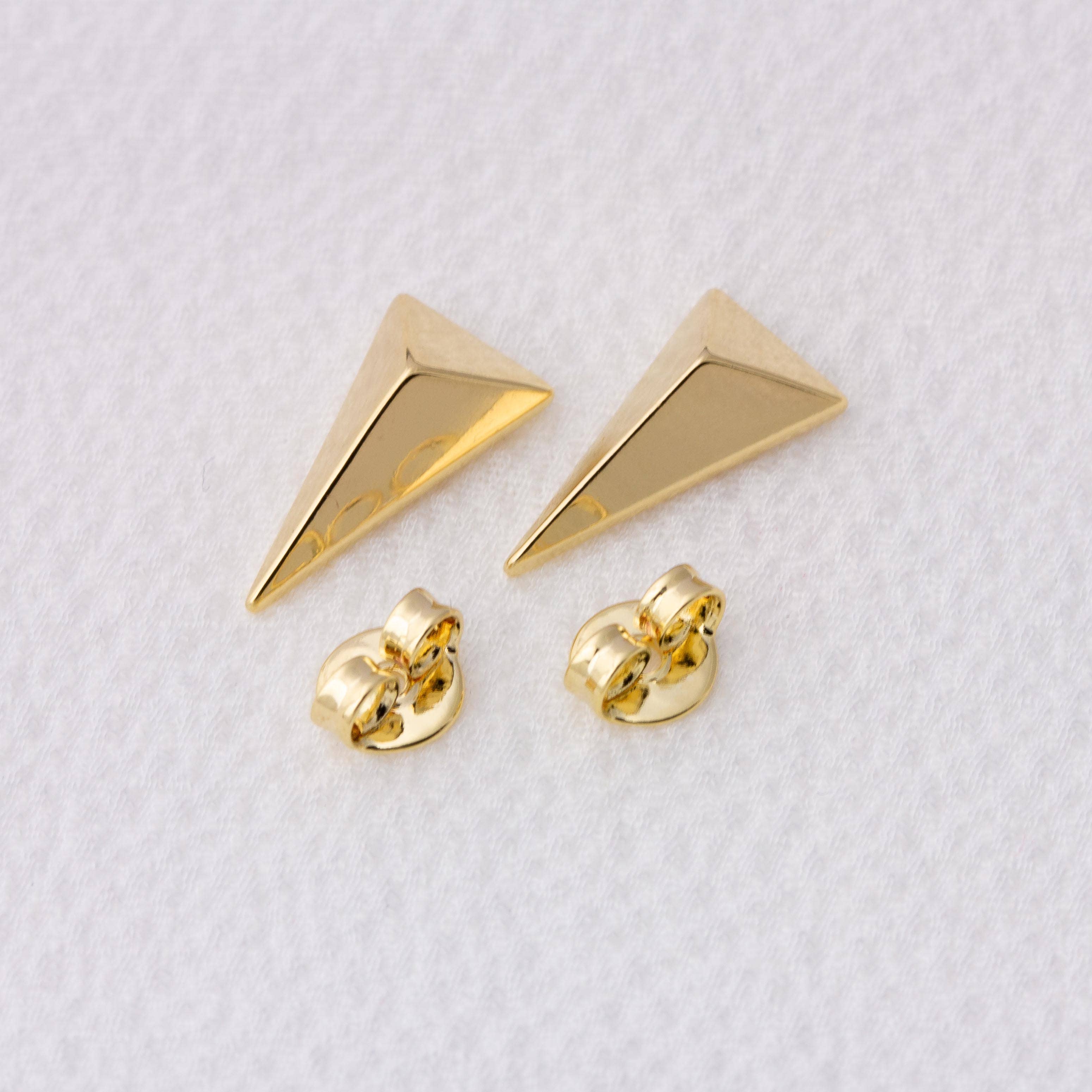 18k Gold Filled Elongated Faceted Triangle Earrings