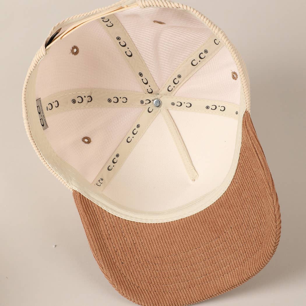 Cursive Put It On My Husband's Tab 5 Panel Corduroy Baseball Cap
