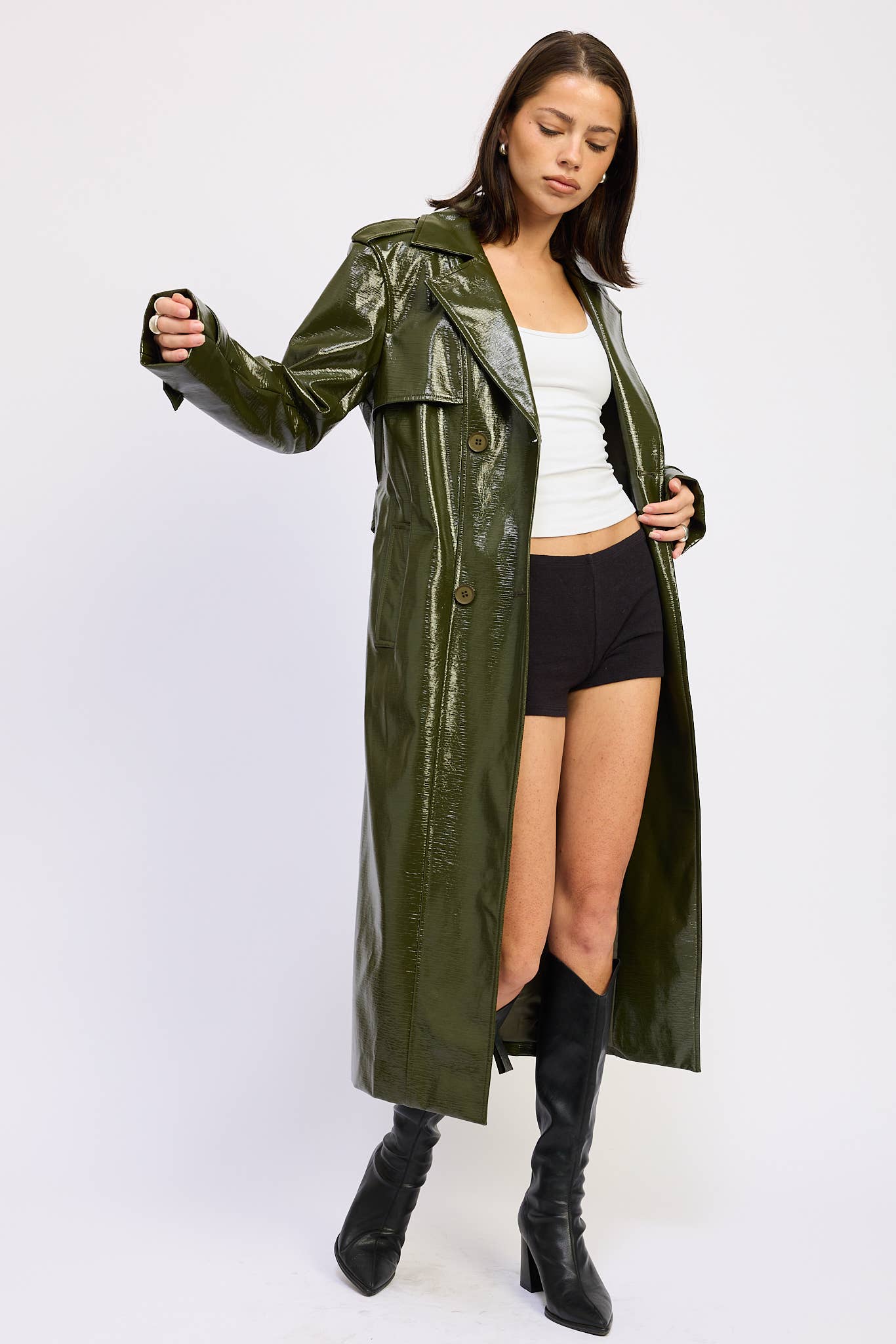 Neo FAUX LEATHER TRENCH COAT