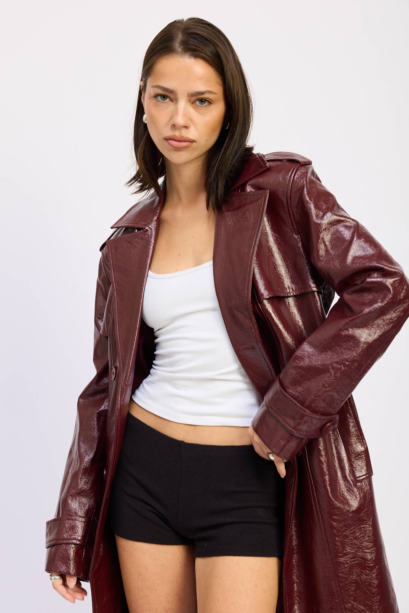 Neo FAUX LEATHER TRENCH COAT