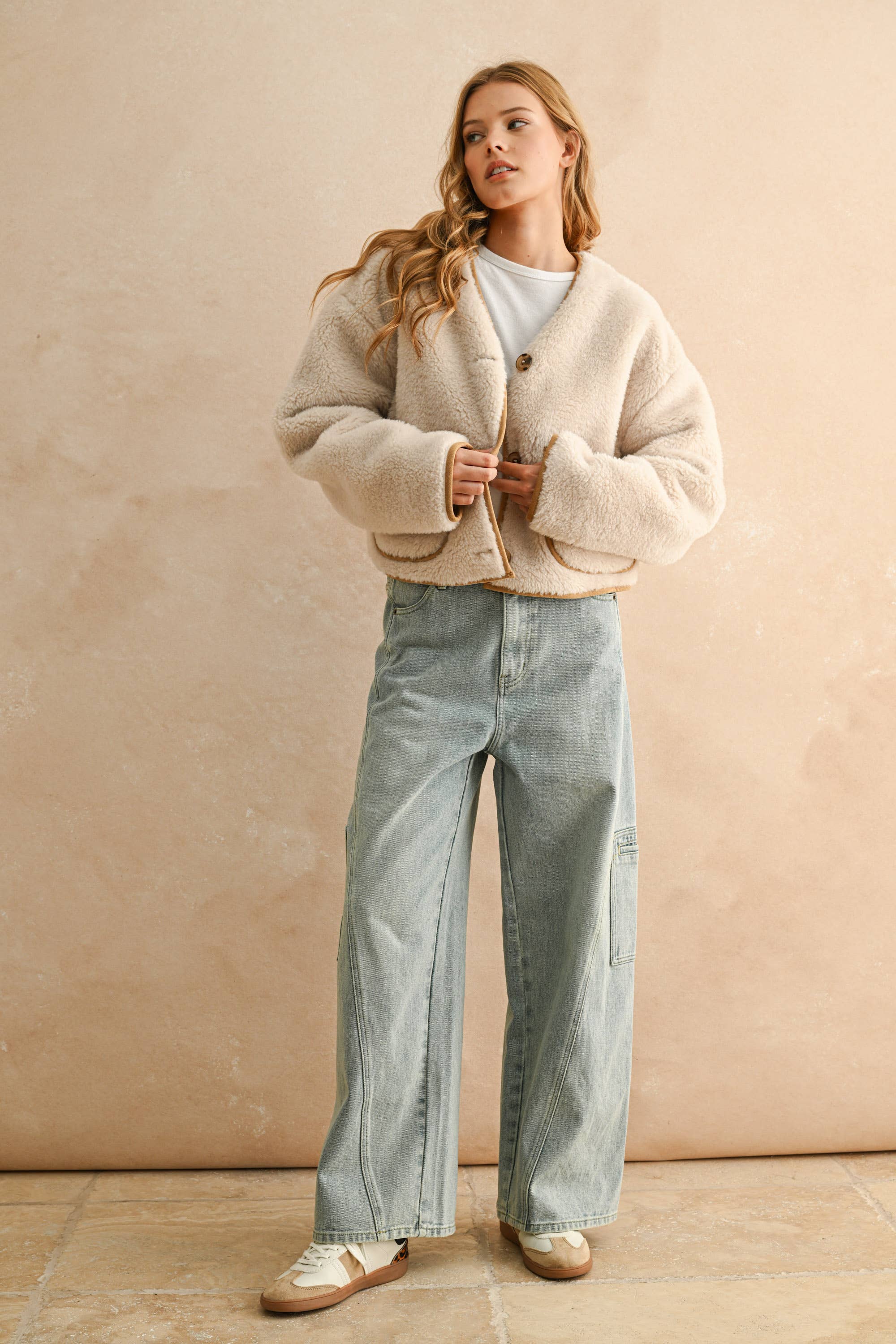 SHERPA AND SUEDE REVERSIBLE JAKCET