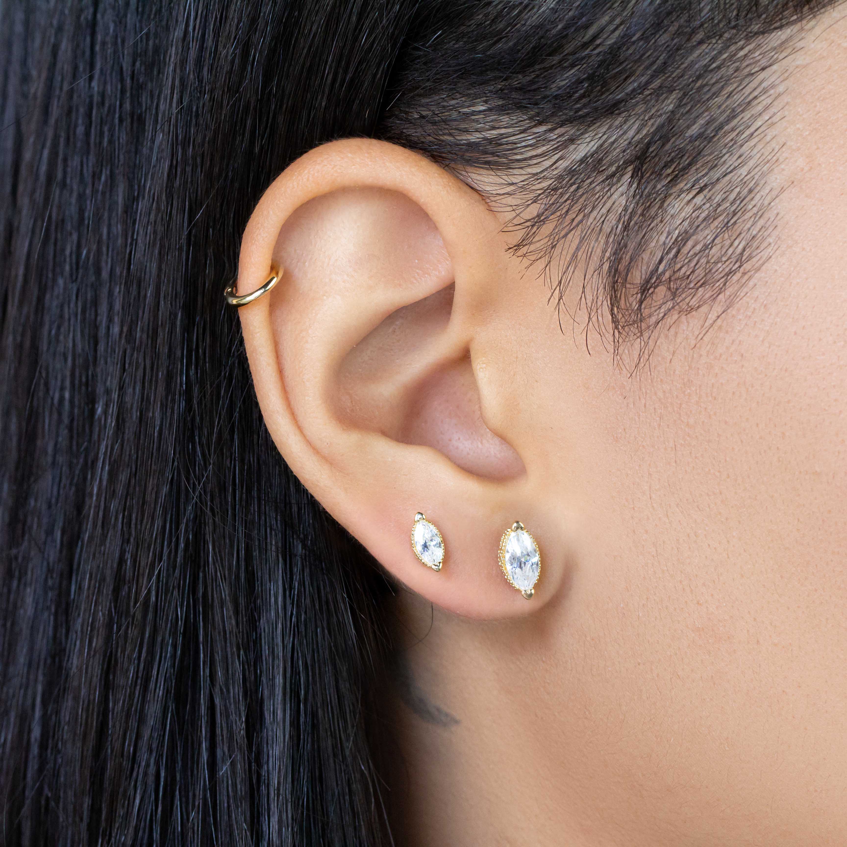 18k Gold Filled Vintage Marquise Stackable Earrings