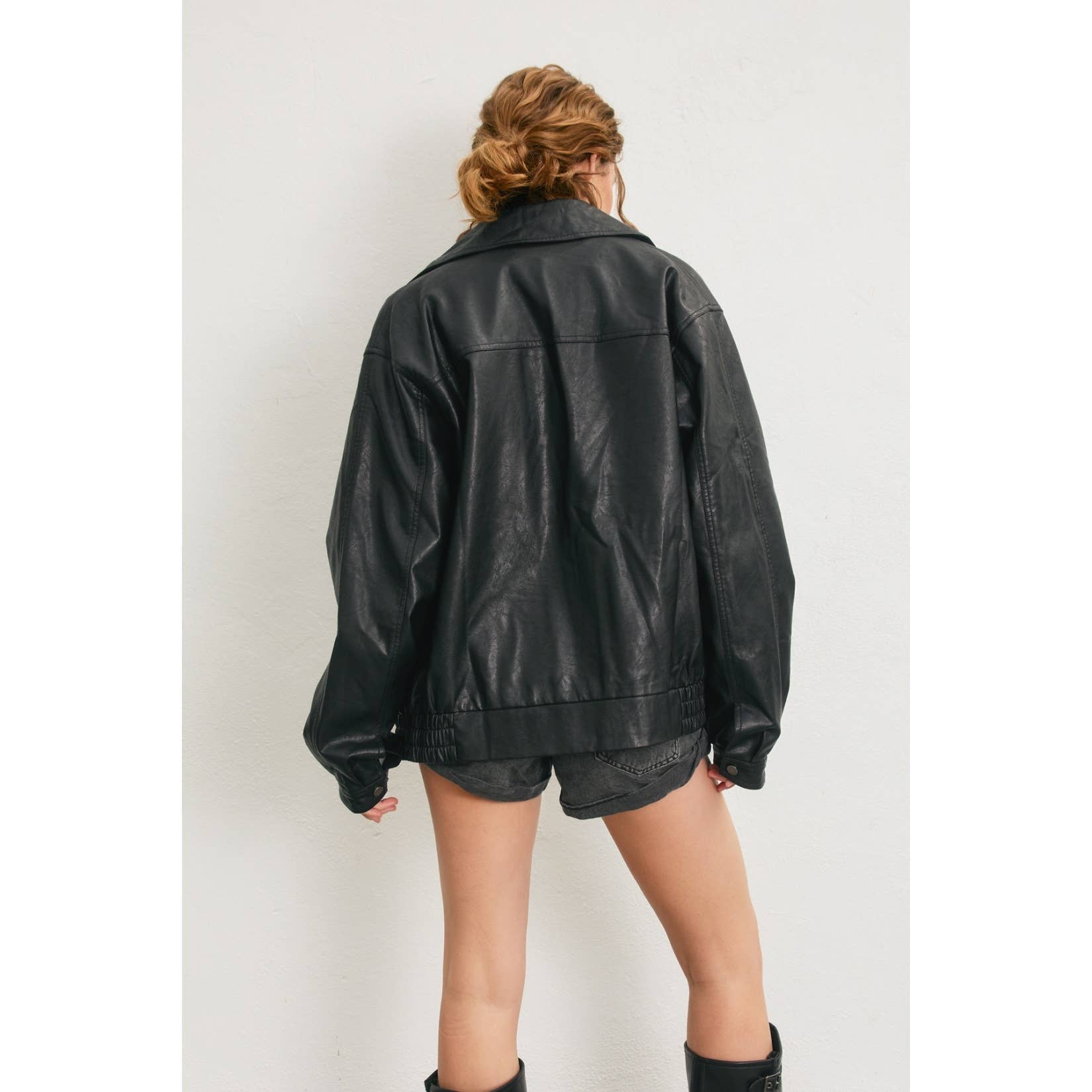 Braxton Oversized Faux Leather Biker Jacket