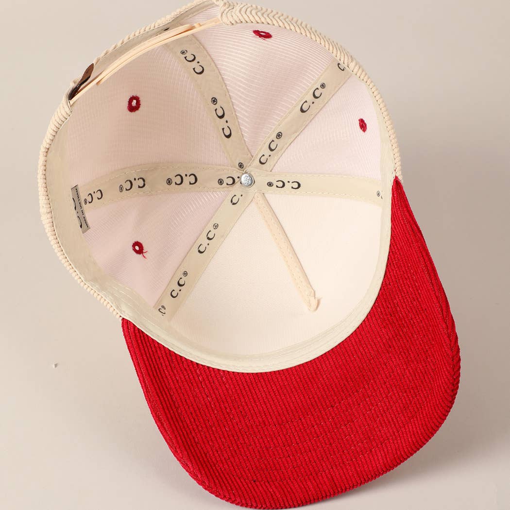 Cursive Put It On My Husband's Tab 5 Panel Corduroy Baseball Cap