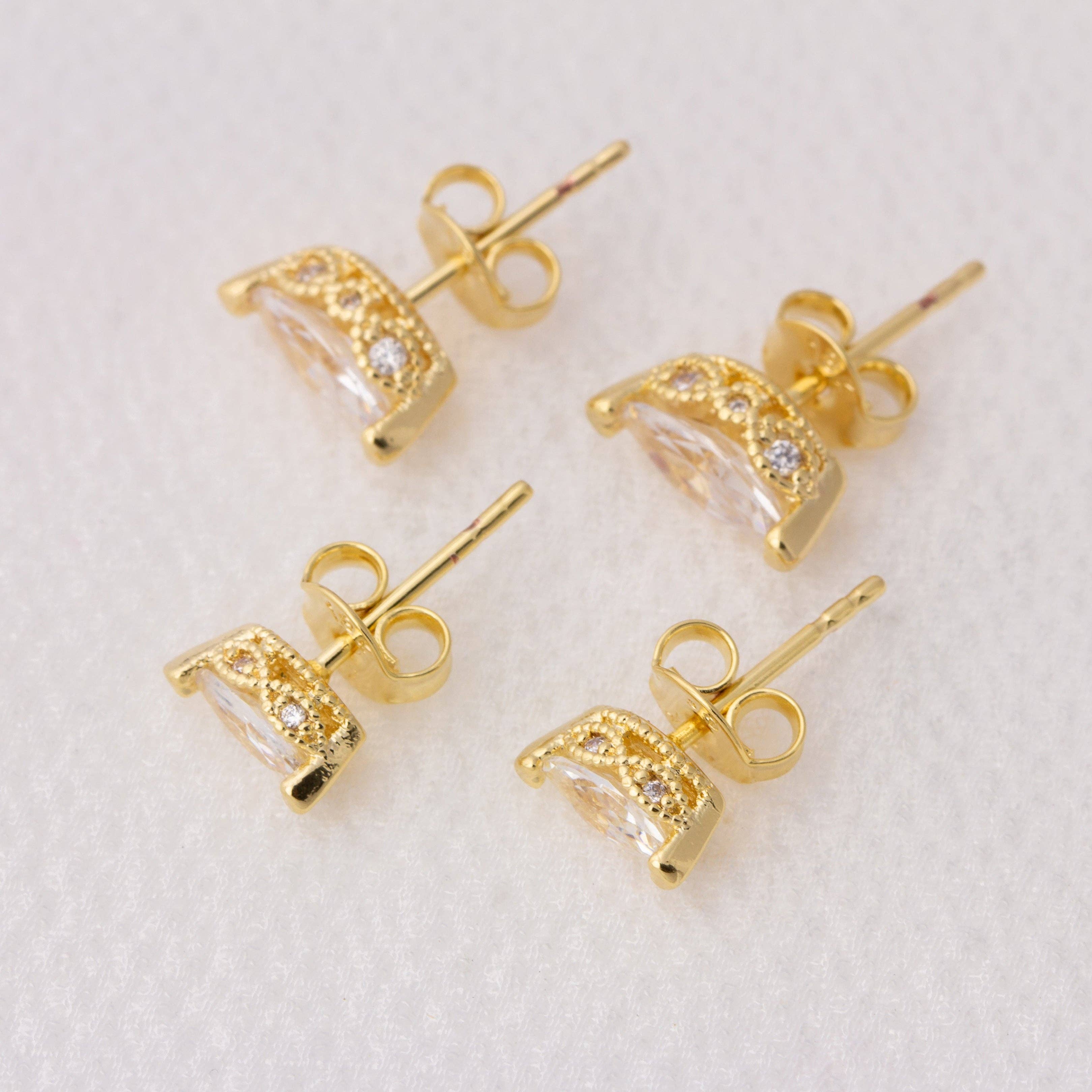 18k Gold Filled Vintage Marquise Stackable Earrings