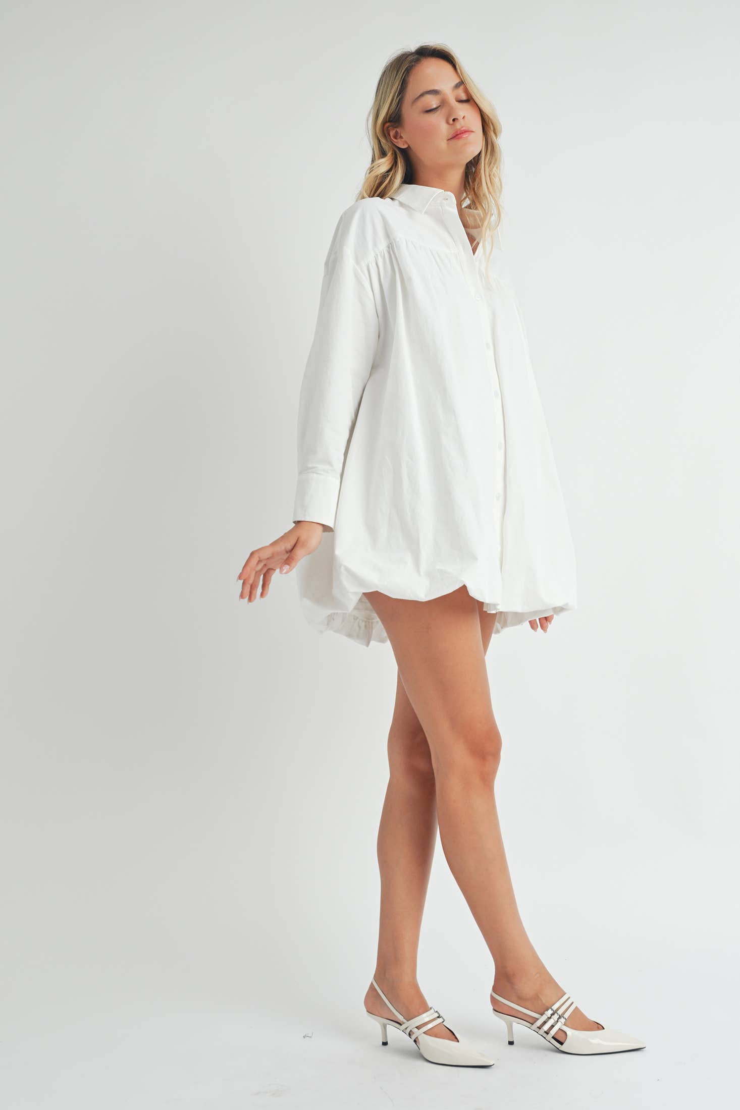 Fleur Bubble Hem Cotton Mini Dress