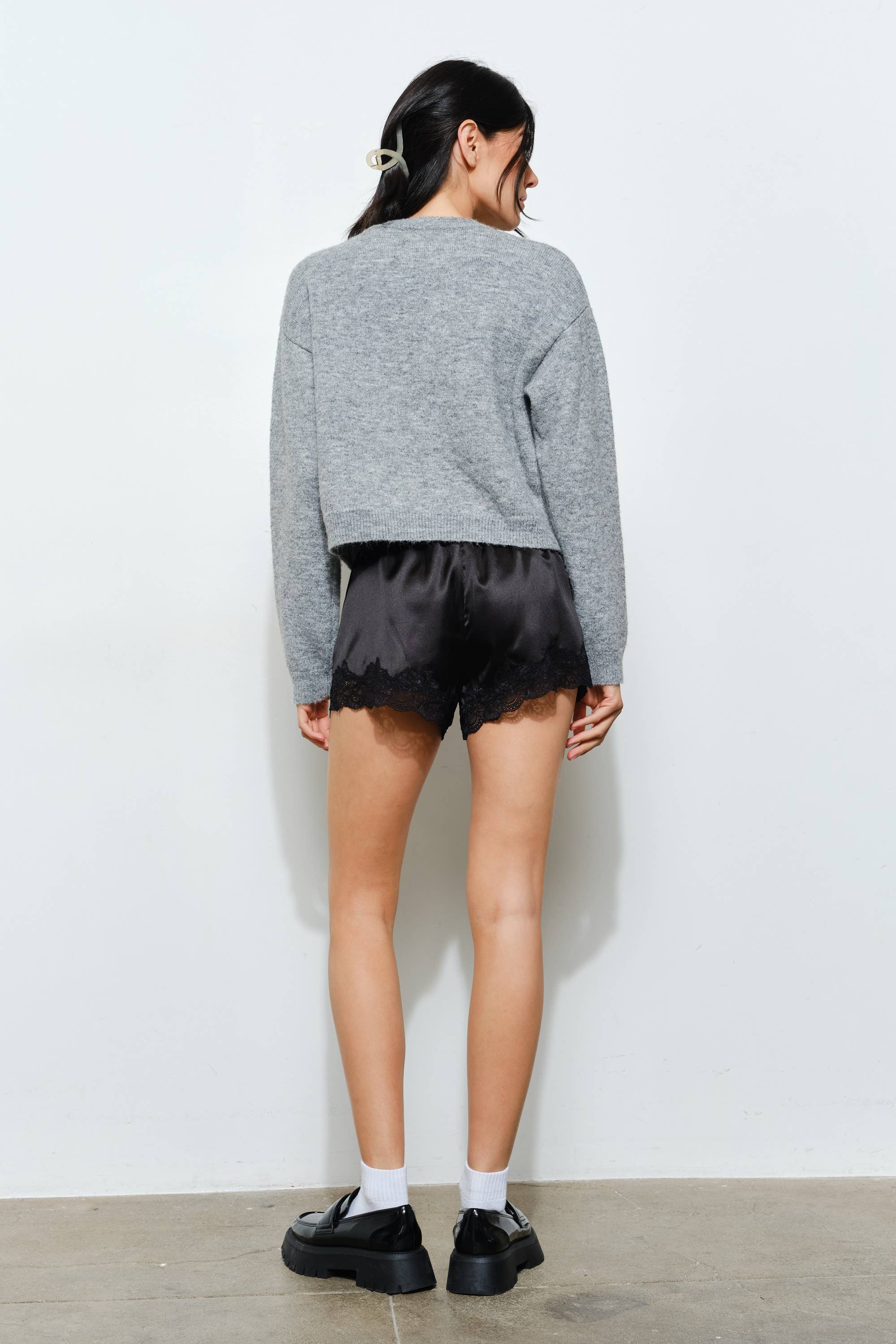ISLA LACE TRIM SATIN SHORTS