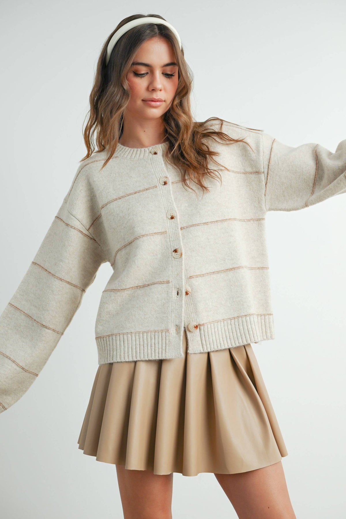 Penelope Button Front Striped Cardigan