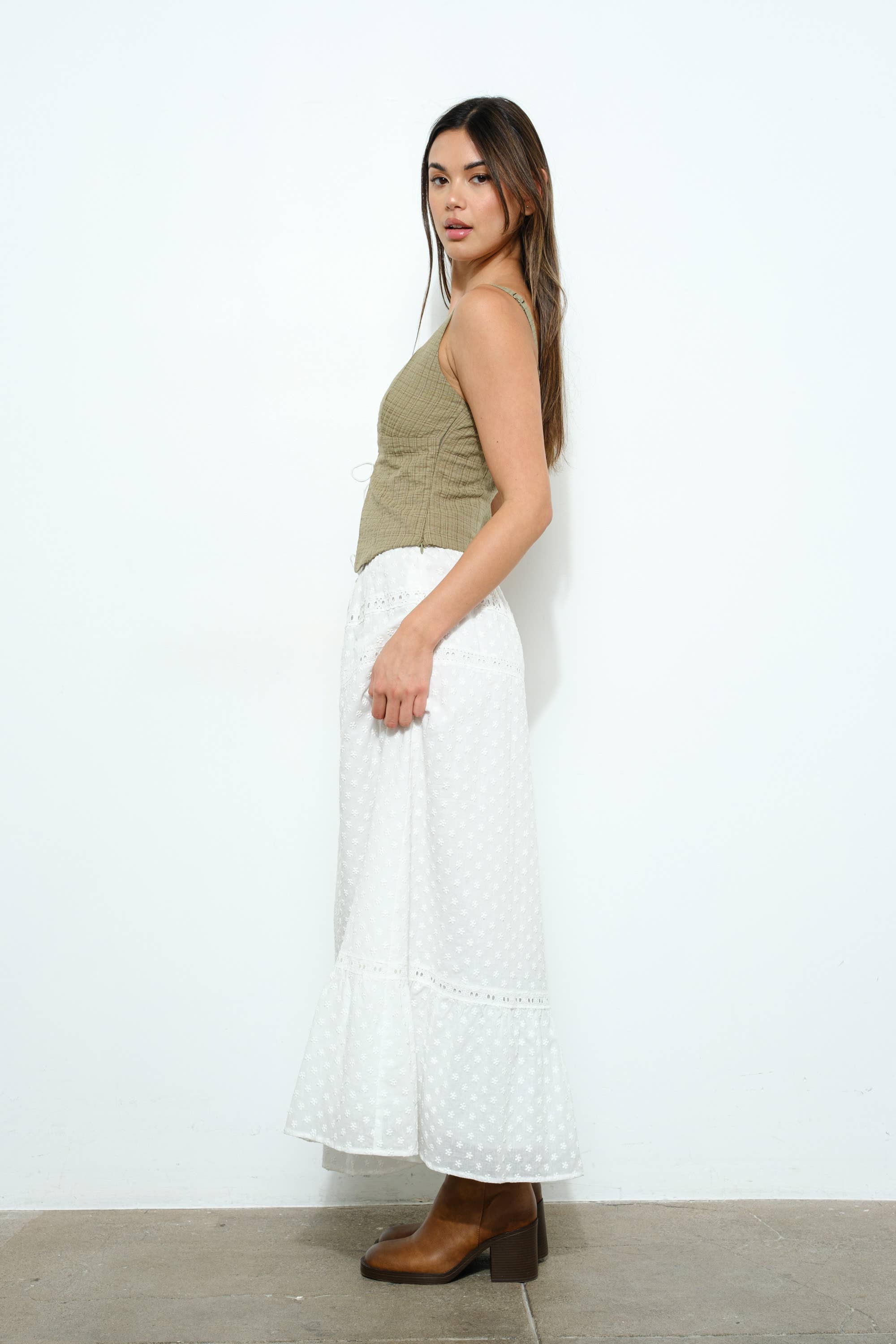 PEEKABOO LACE UP TOP