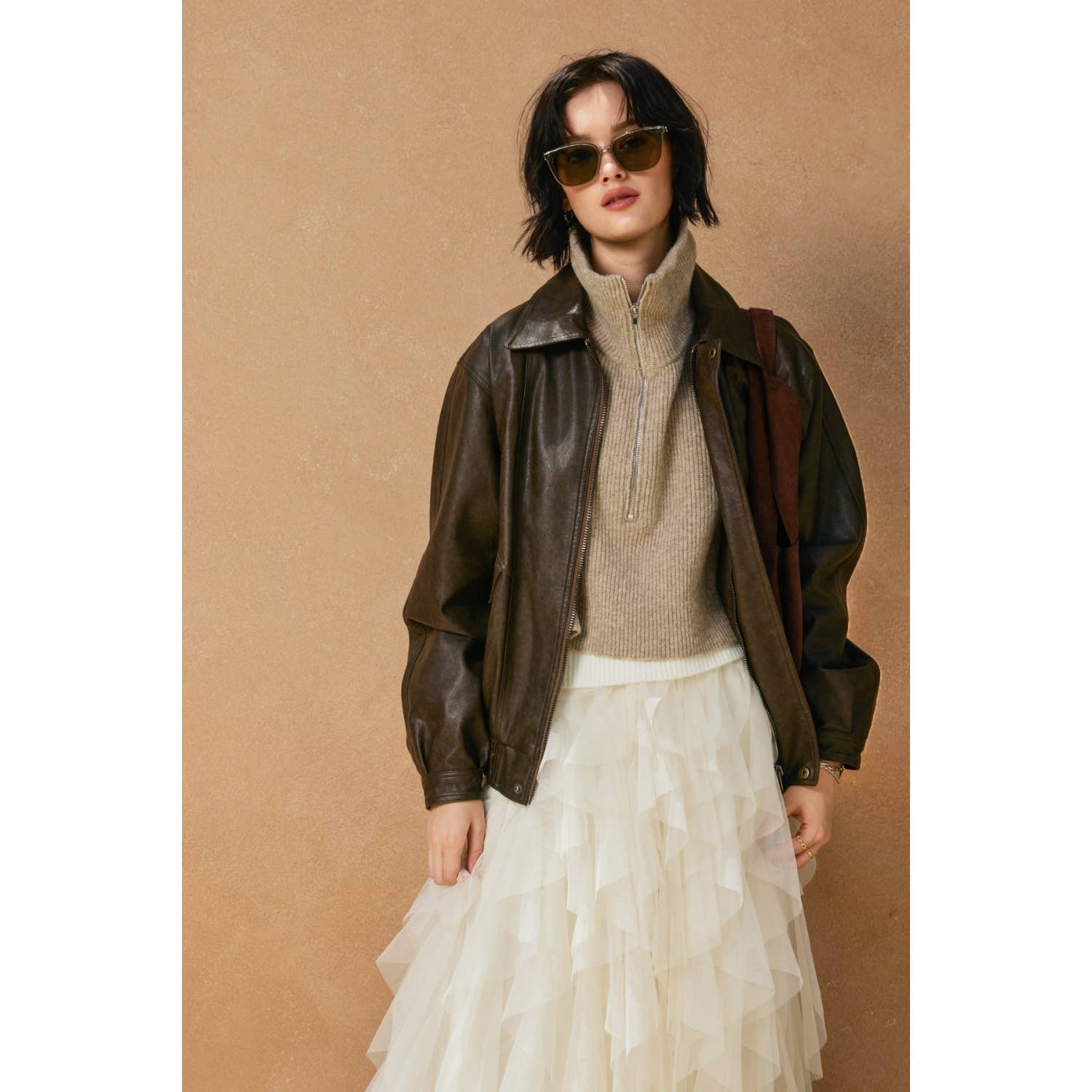 Braxton Oversized Faux Leather Biker Jacket