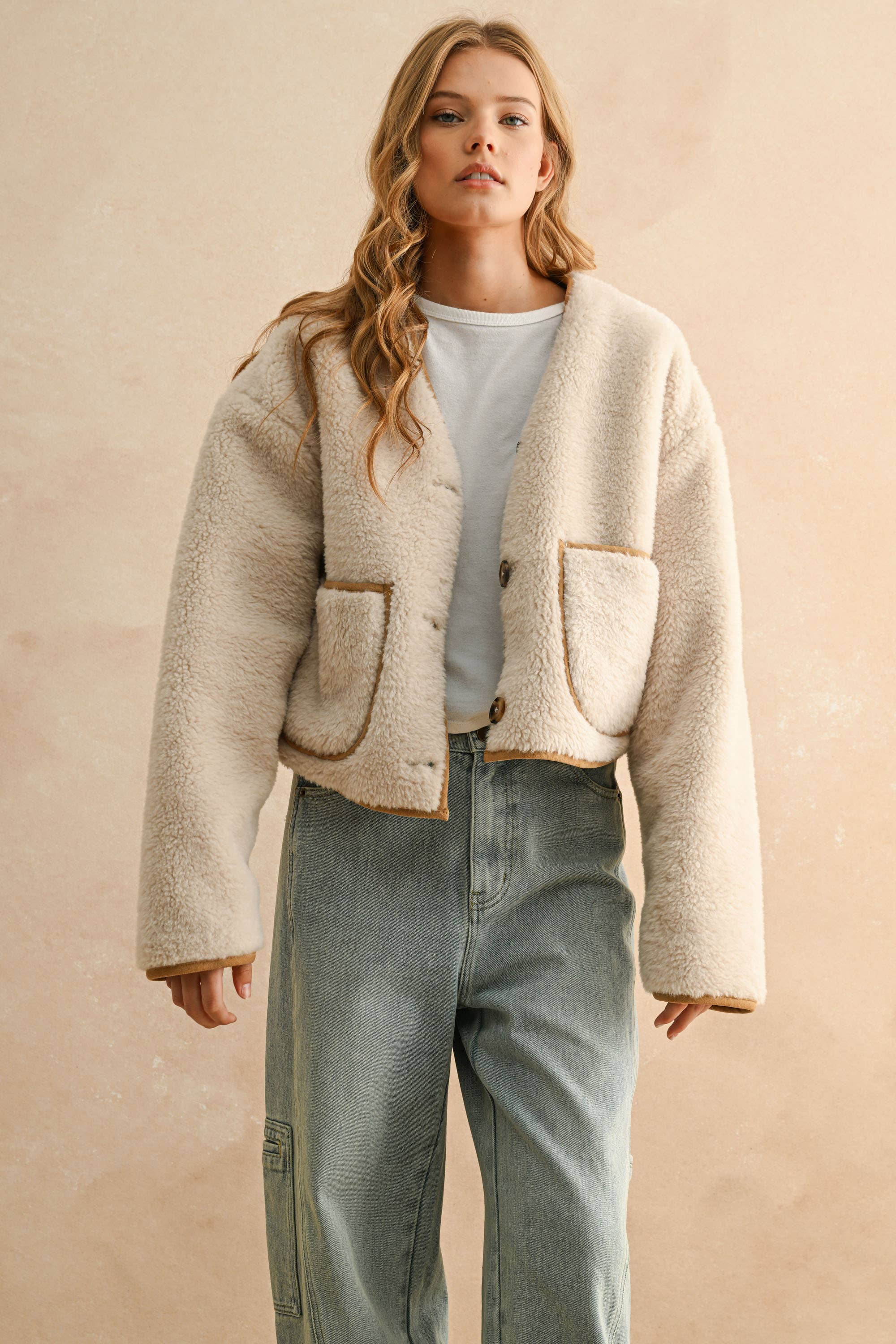 SHERPA AND SUEDE REVERSIBLE JAKCET