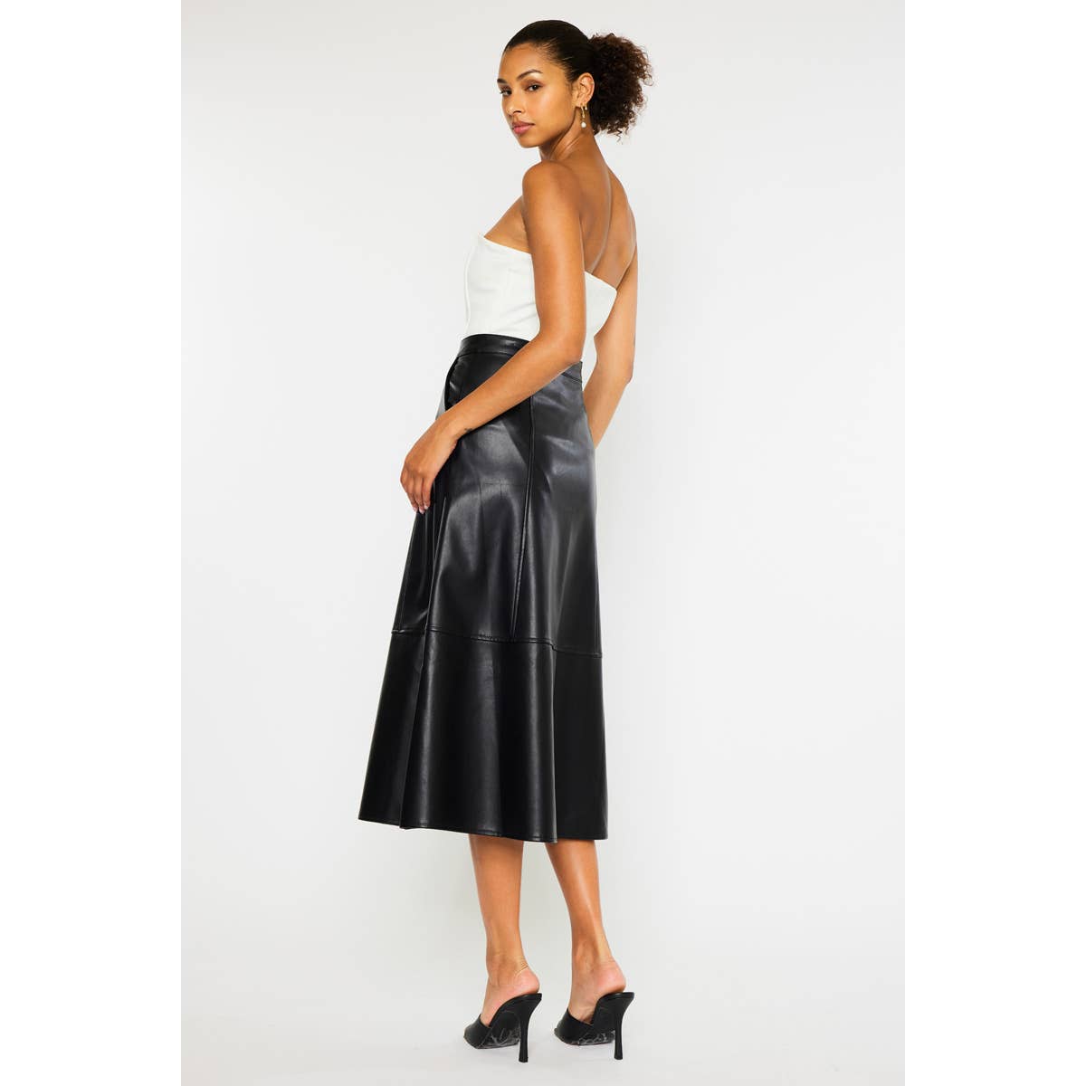 Neri HIGH RISE PU MIDI SKIRT