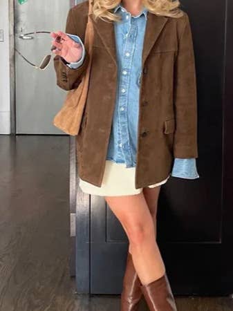 Old School Oversized Suede Blazer
