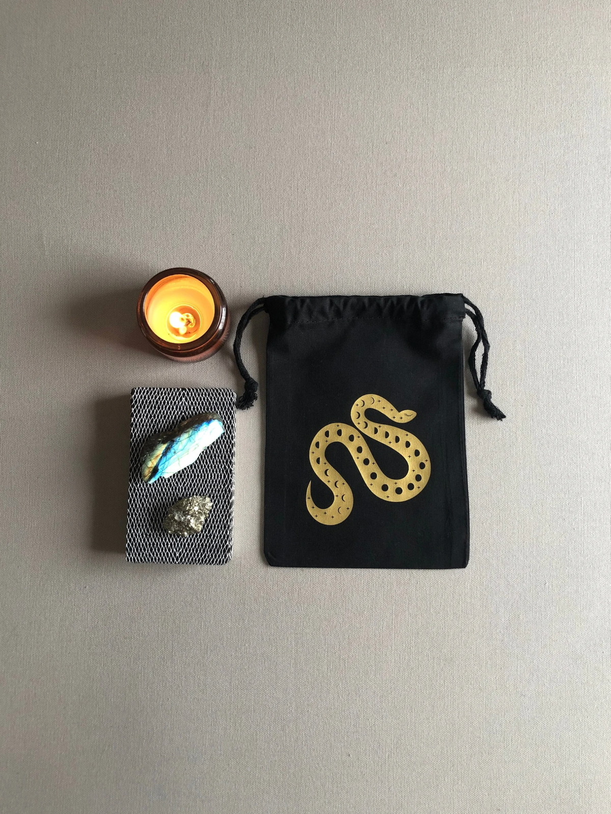 Cosmic Snake Drawstring Pouch for Tarot Cards and Crystals