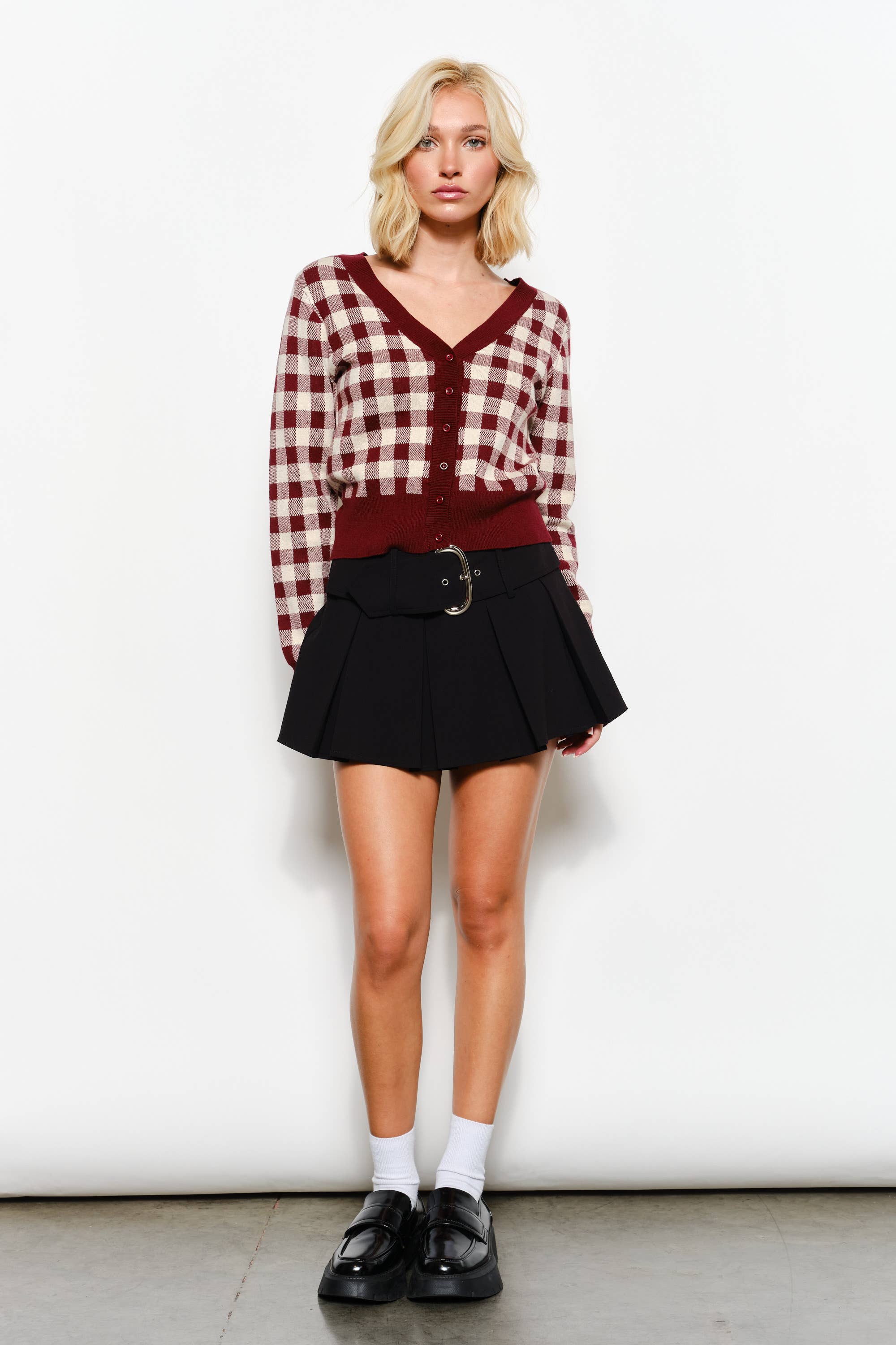 NESSA GINGHAM KNIT CARDIGAN