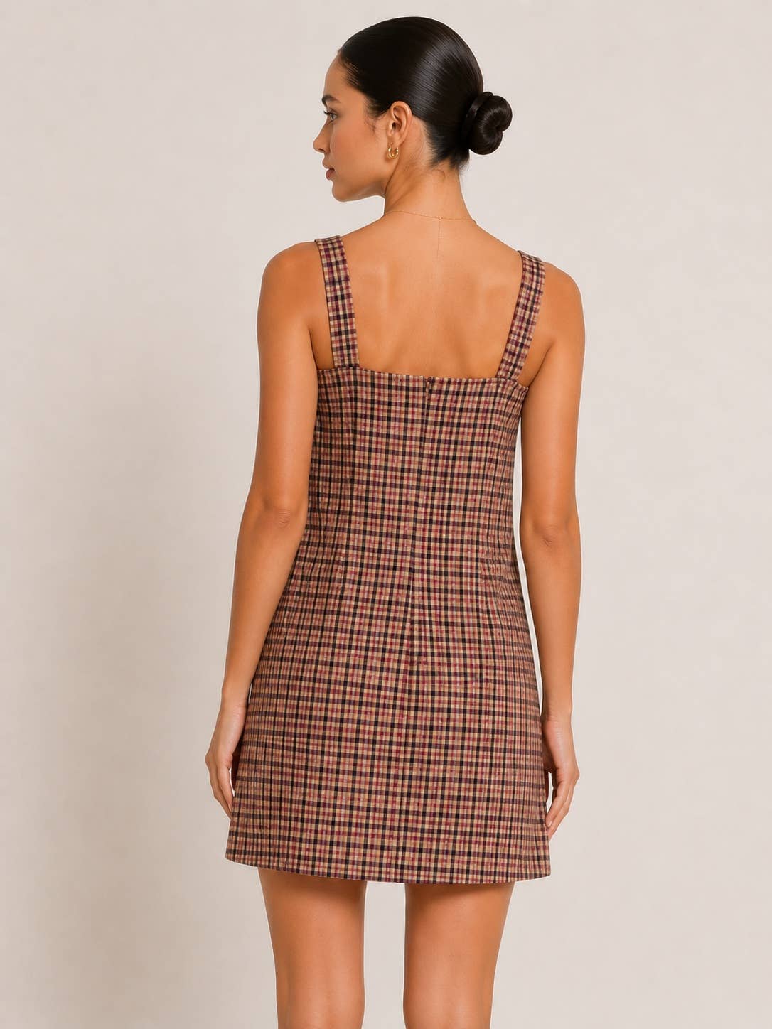 Kimia SQUARE NECK PLAID DRESS