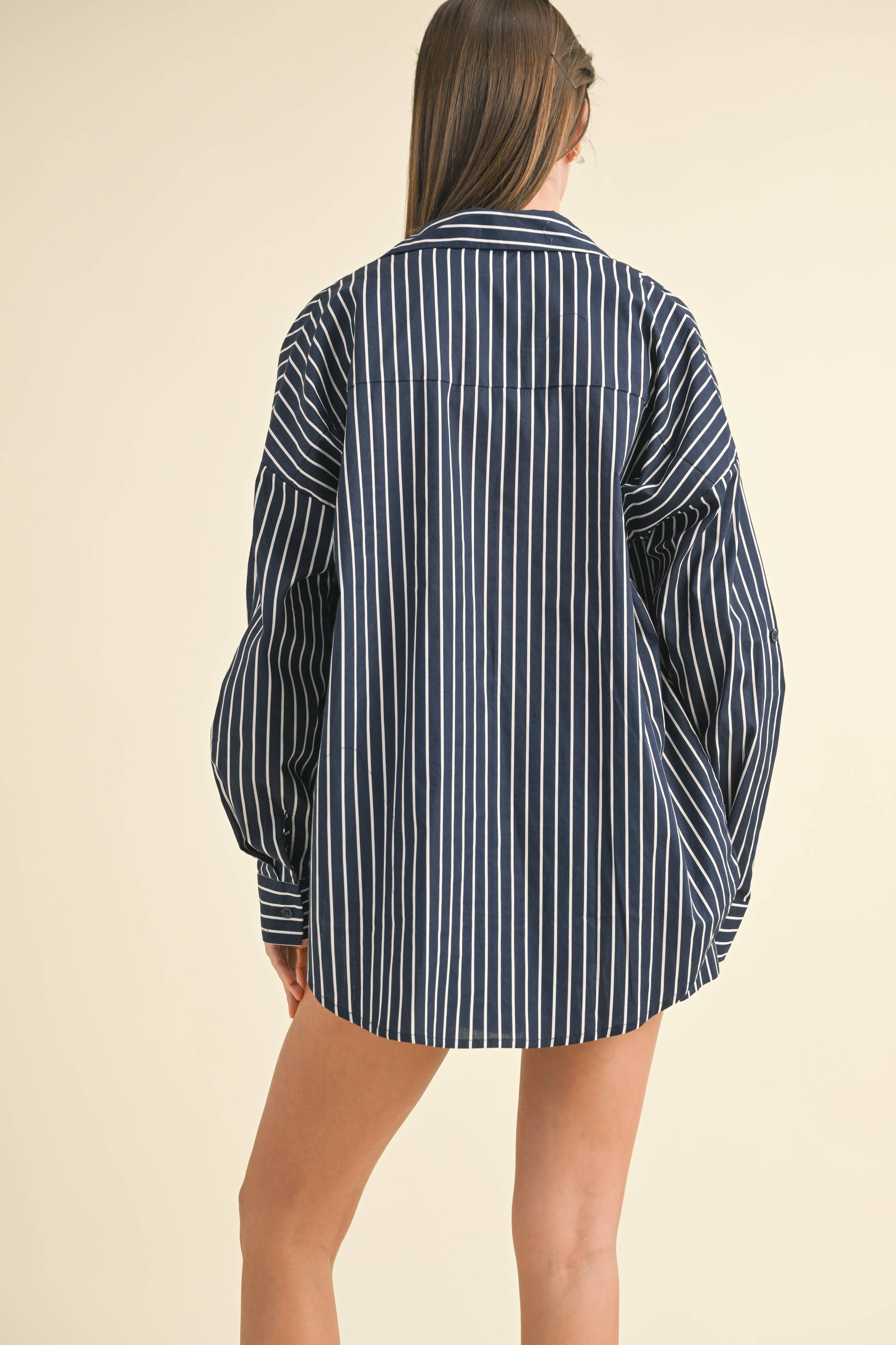 Charlie STRIPED BUTTON DOWN LONG SLEEVE AND SHORTS SET