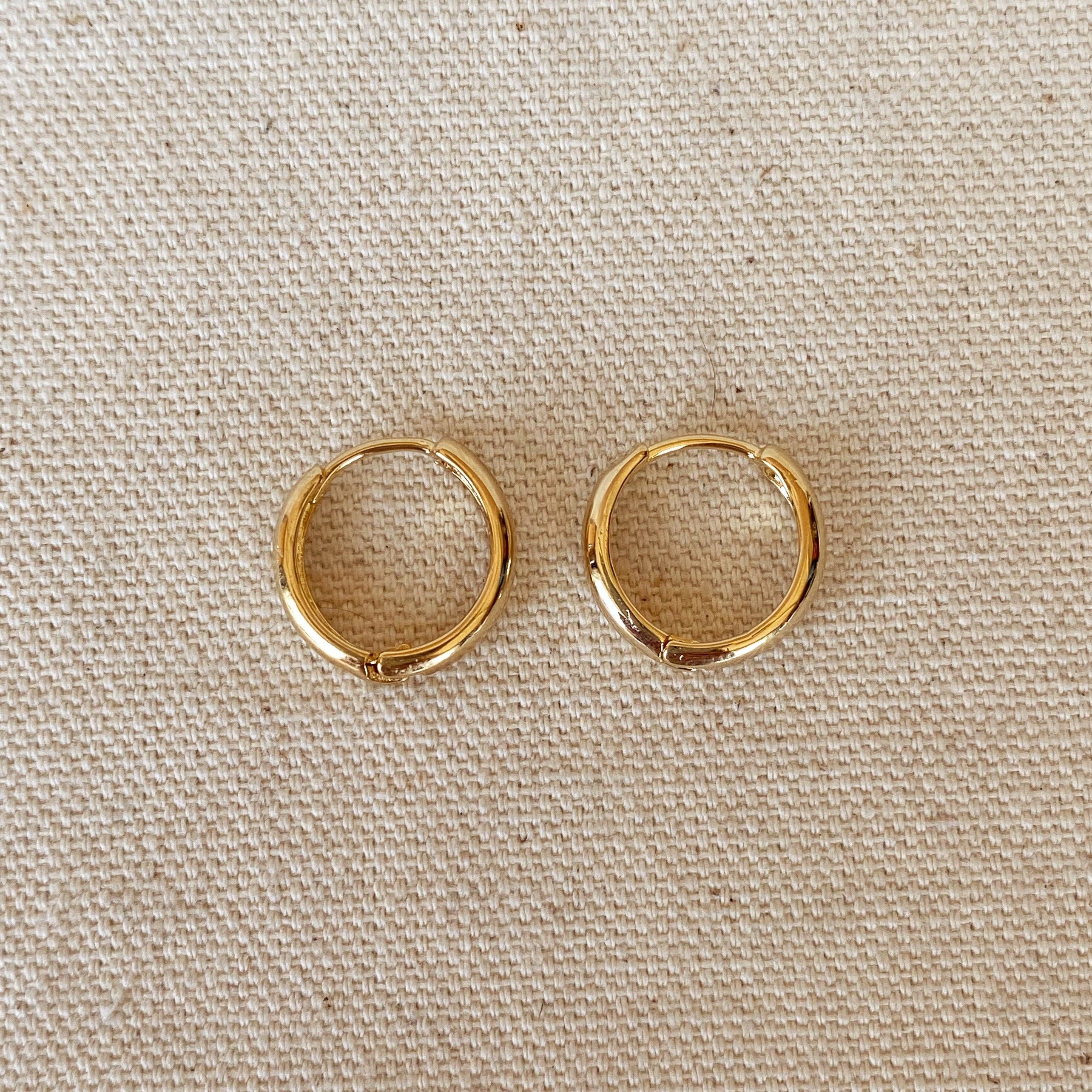 18k Gold Filled Plain Clicker Hoop Earrings