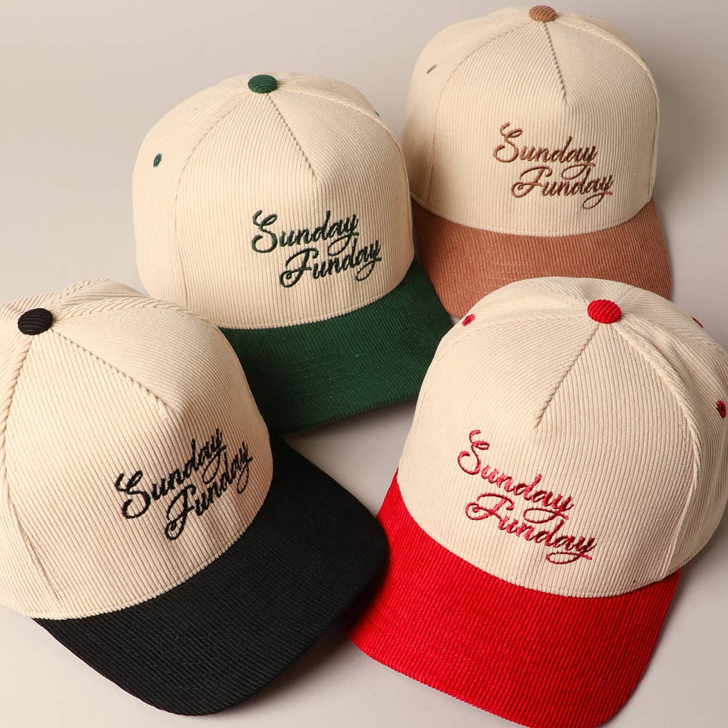 Sunday Funday Corduroy Trucker Baseball Cap