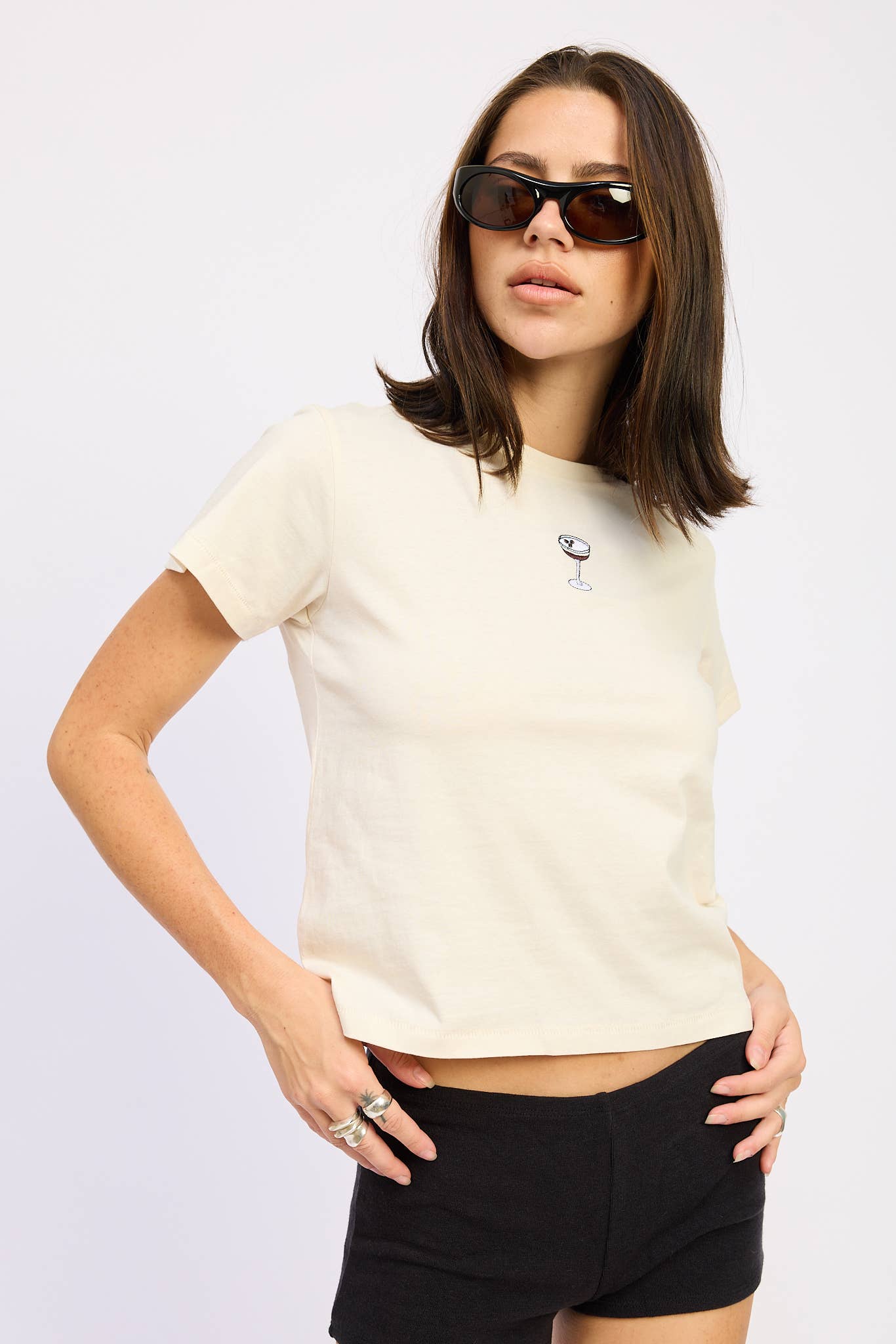 EXPRESSO MARTINI EMBROIDERED BABY TEE