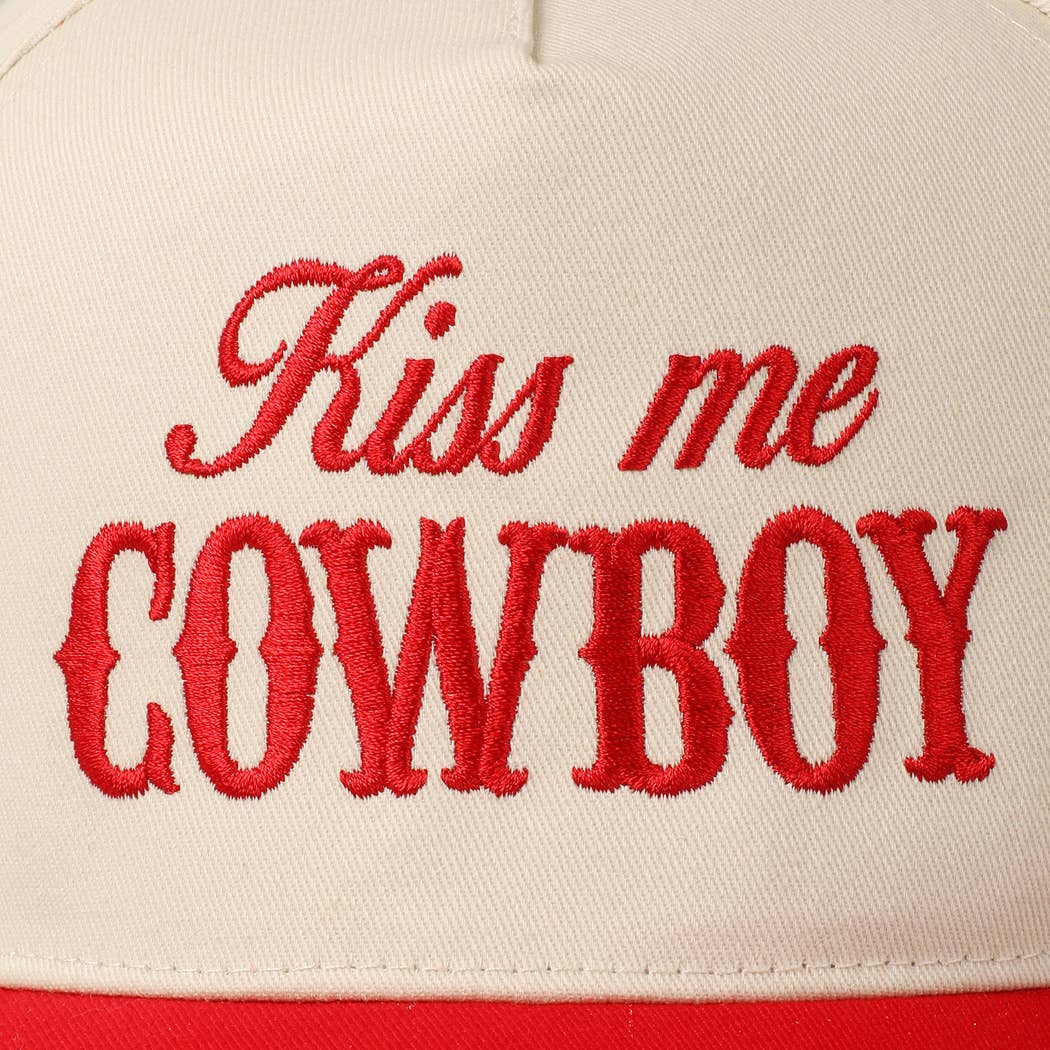 Kiss Me Cowboy Embroidery Two-Tone Cap