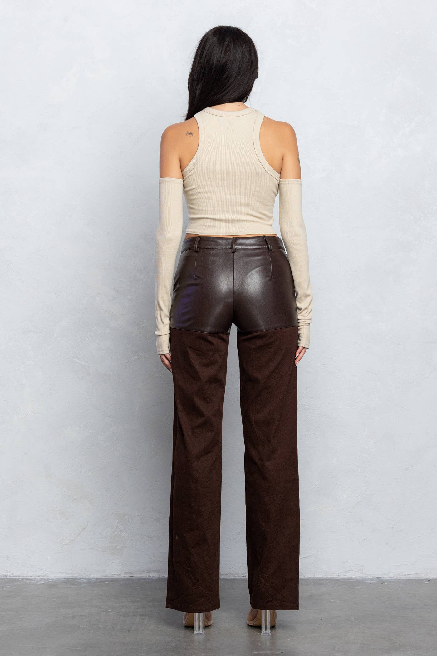 Betty Faux leather contrast pants