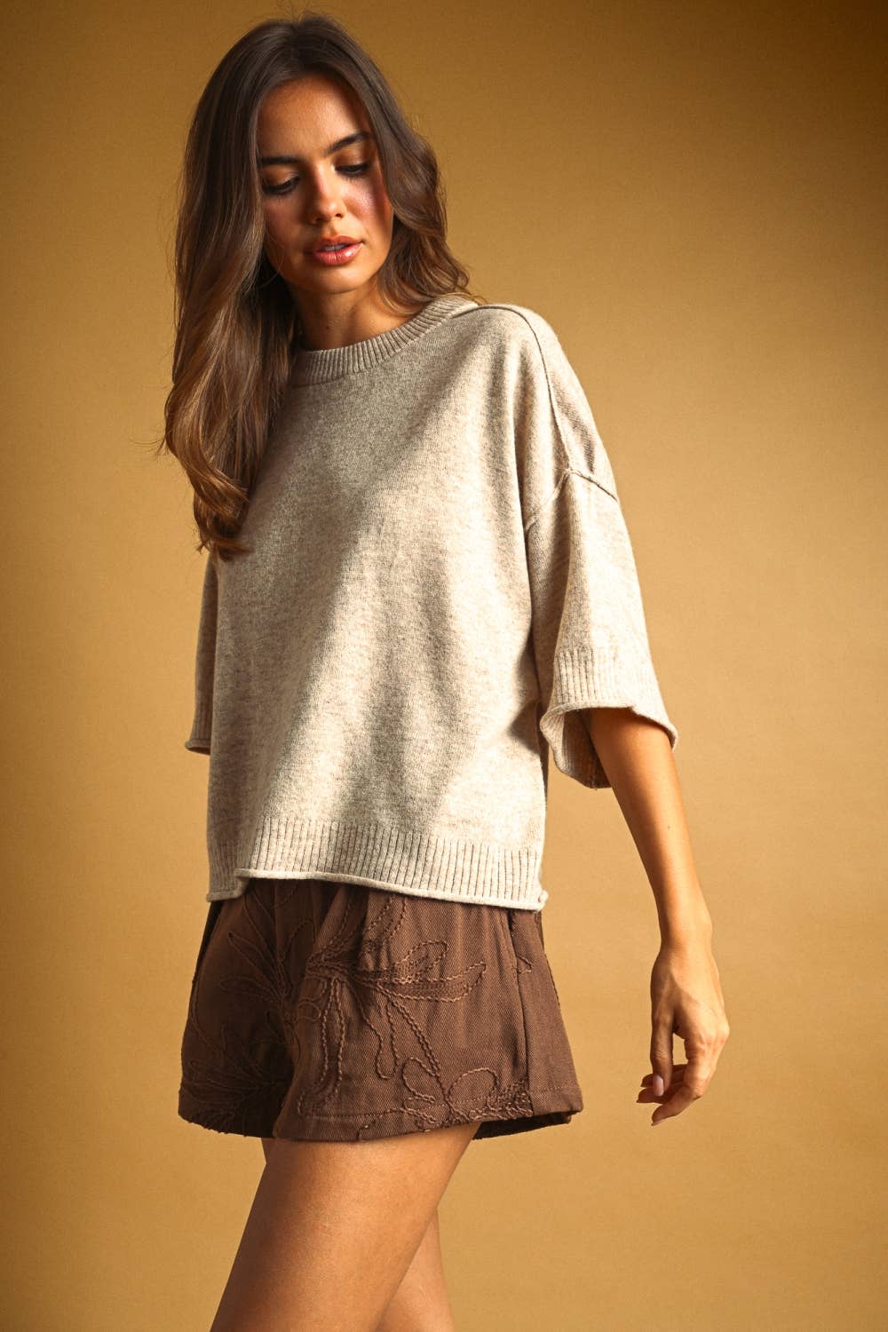 Ember SHORT SLEEVE KNIT CROP TOP