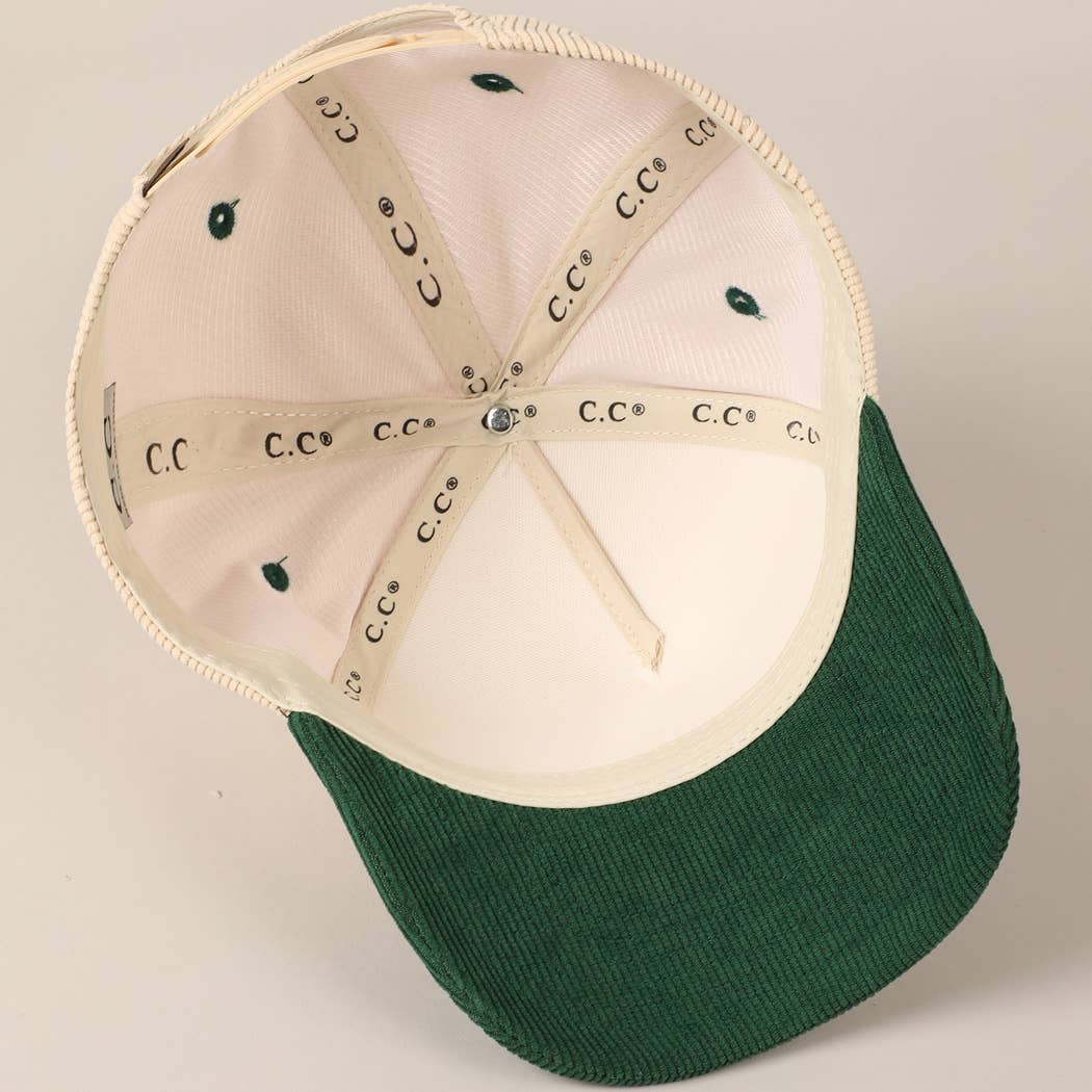 Cursive Put It On My Husband's Tab 5 Panel Corduroy Baseball Cap