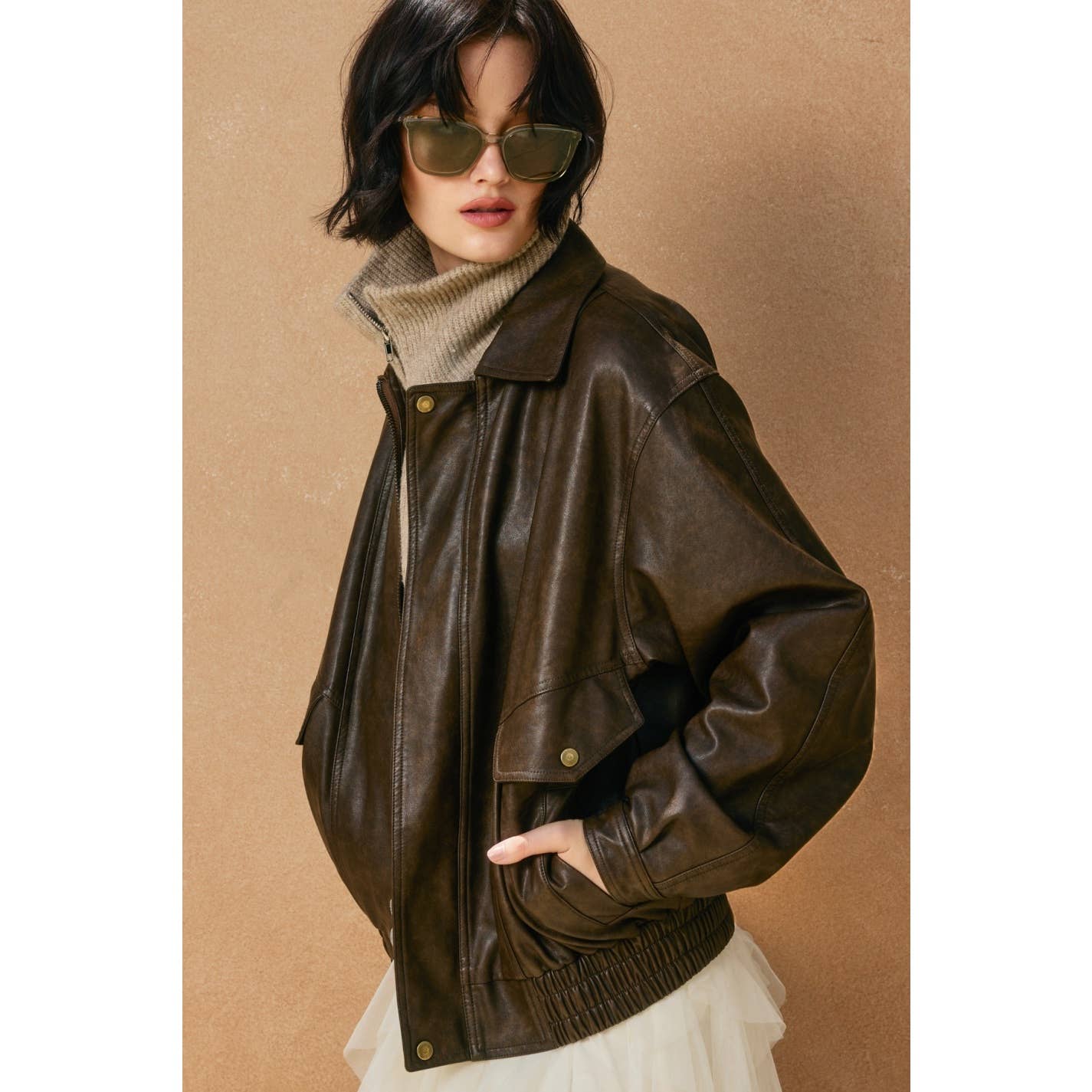Braxton Oversized Faux Leather Biker Jacket