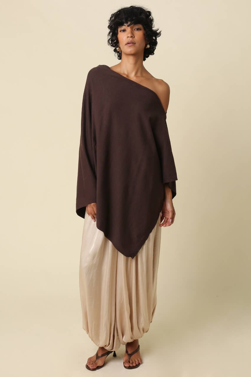 Claire Asymmetrical Knit Poncho