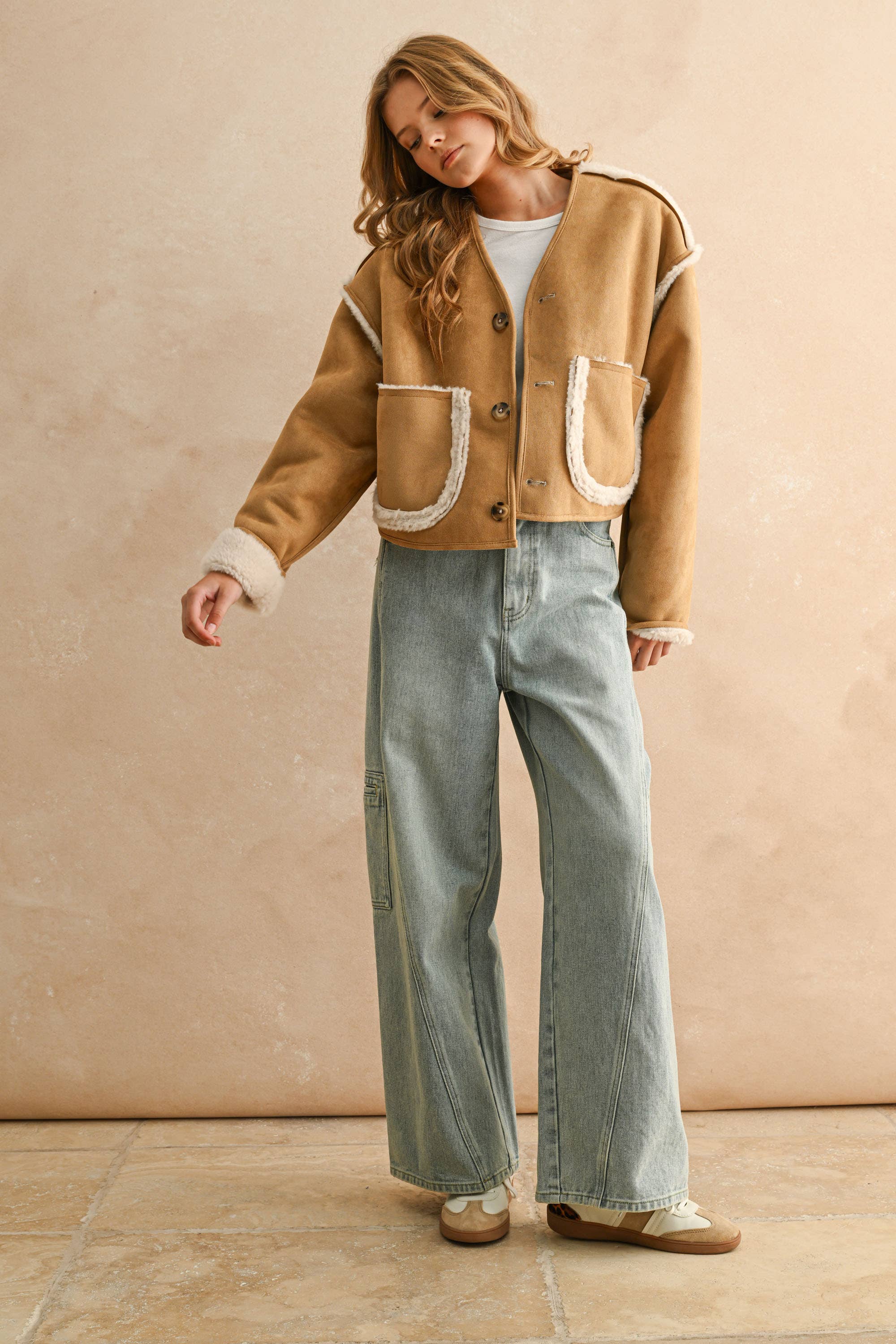 SHERPA AND SUEDE REVERSIBLE JAKCET